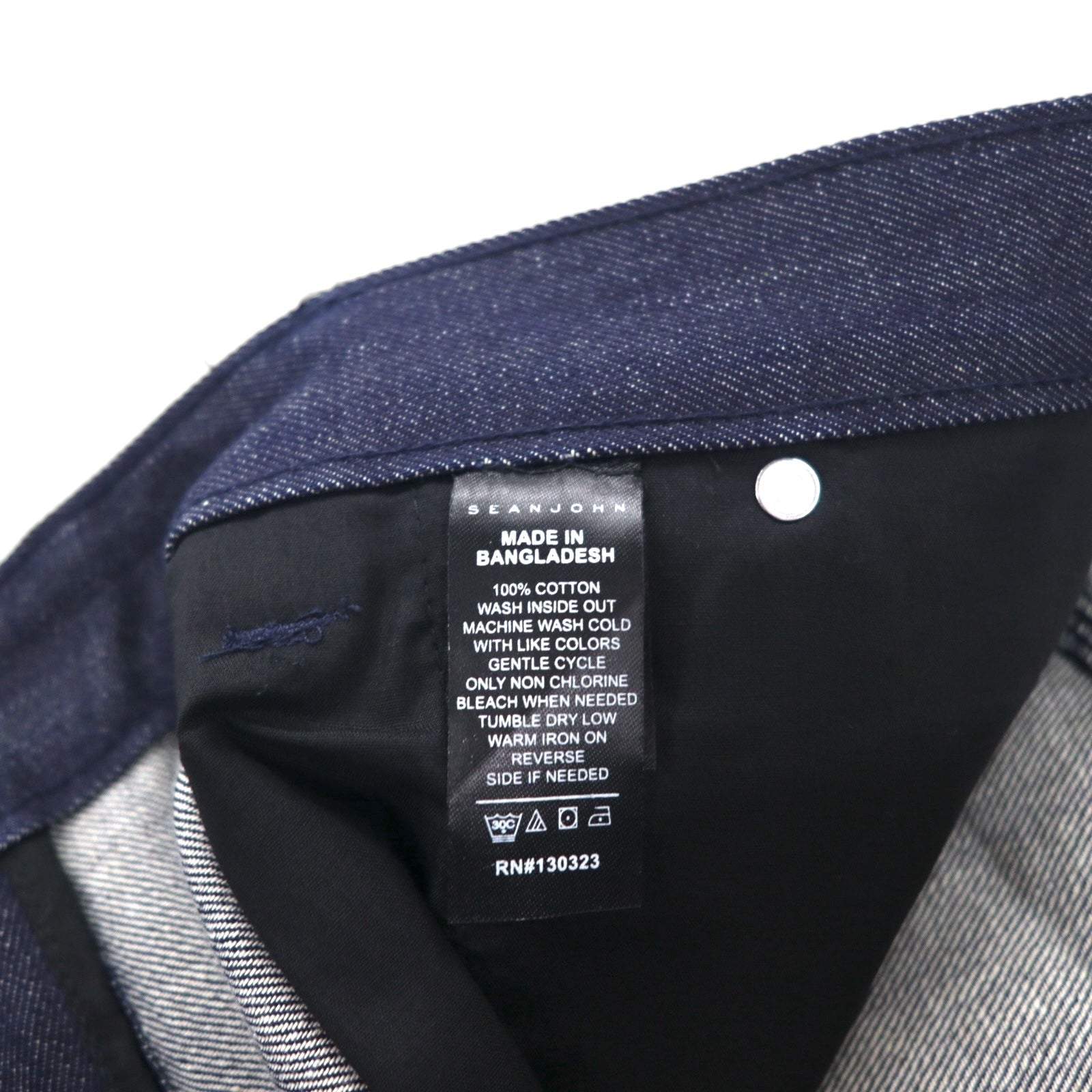 SEAN JOHN Jeans in denim rigido a gamba affusolata vestibilità rilassata L Dark Indigo HAMILTON TAPERED Nuovo con etichette