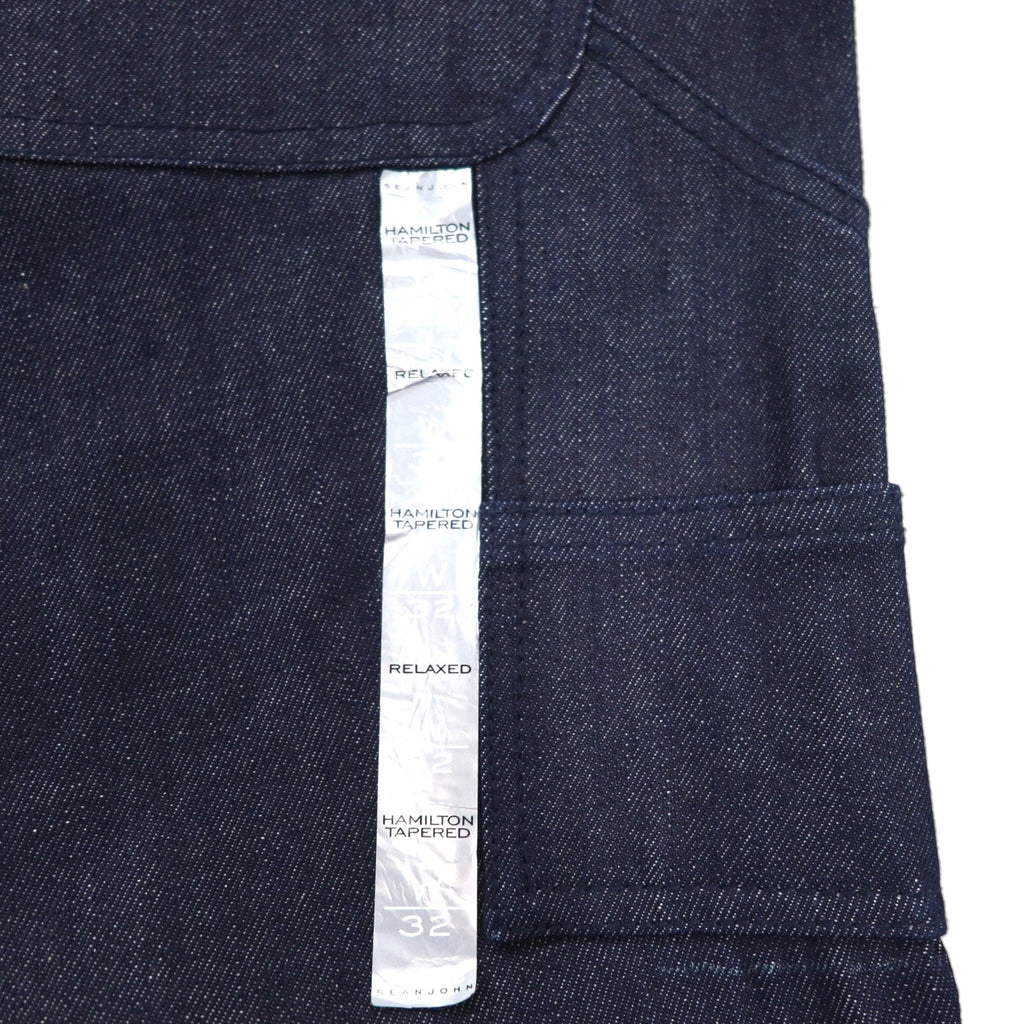 SEAN JOHN Jeans in denim rigido a gamba affusolata vestibilità rilassata L Dark Indigo HAMILTON TAPERED Nuovo con etichette