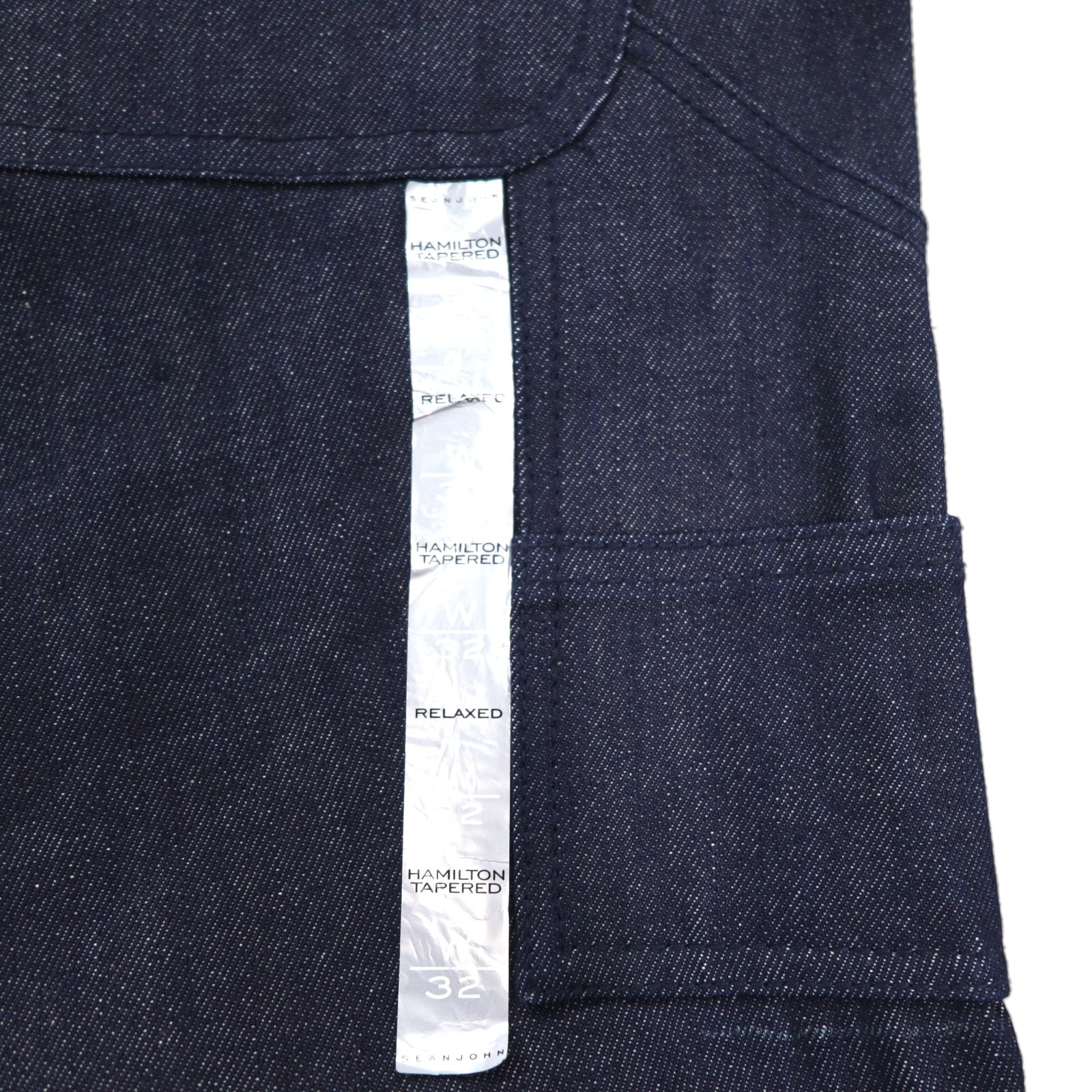 SEAN JOHN Jeans in denim rigido a gamba affusolata vestibilità rilassata L Dark Indigo HAMILTON TAPERED Nuovo con etichette