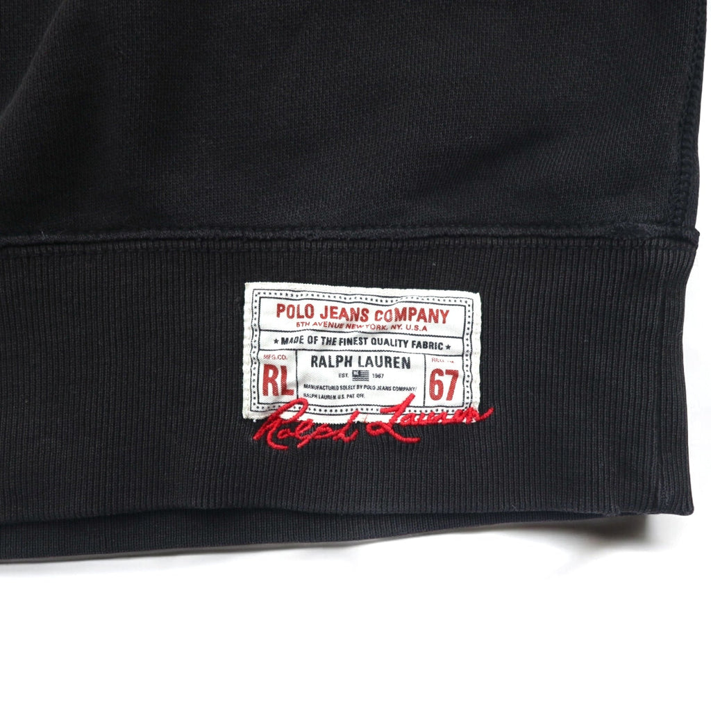 POLO JEANS COMPANY Anni '90 Felpa L Nera Cotone Bandiera Americana Logo Ricamato