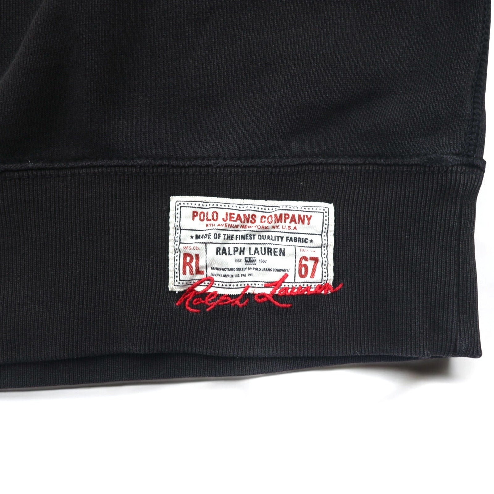 POLO JEANS COMPANY Anni '90 Felpa L Nera Cotone Bandiera Americana Logo Ricamato