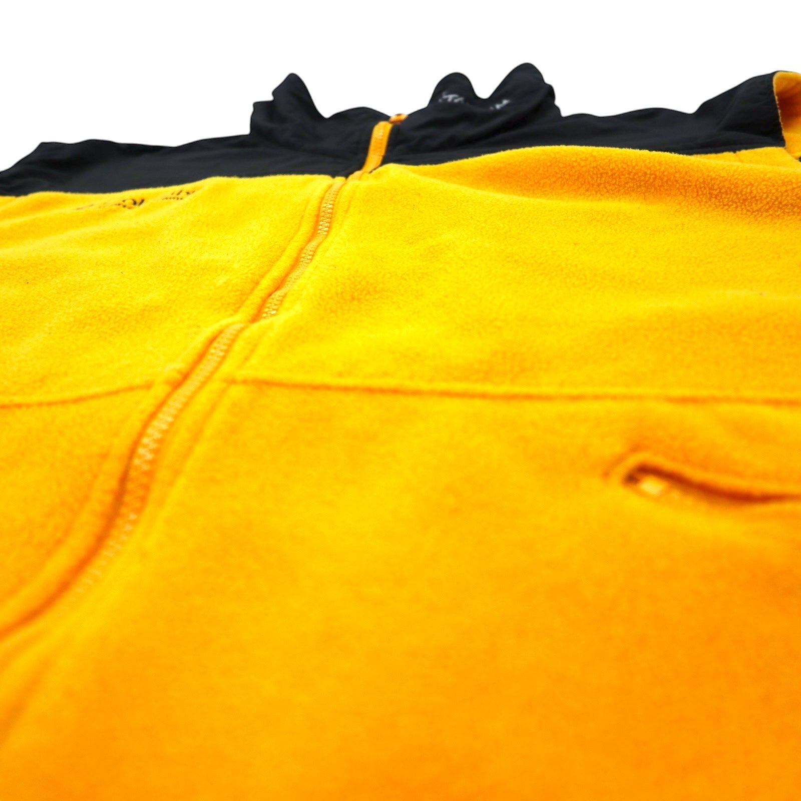 Columbia anni '90, gilet in pile con cerniera intera e inserti in nylon, taglia XL, giallo, poliestere, TITANIUM, logo ricamato, doppia cerniera