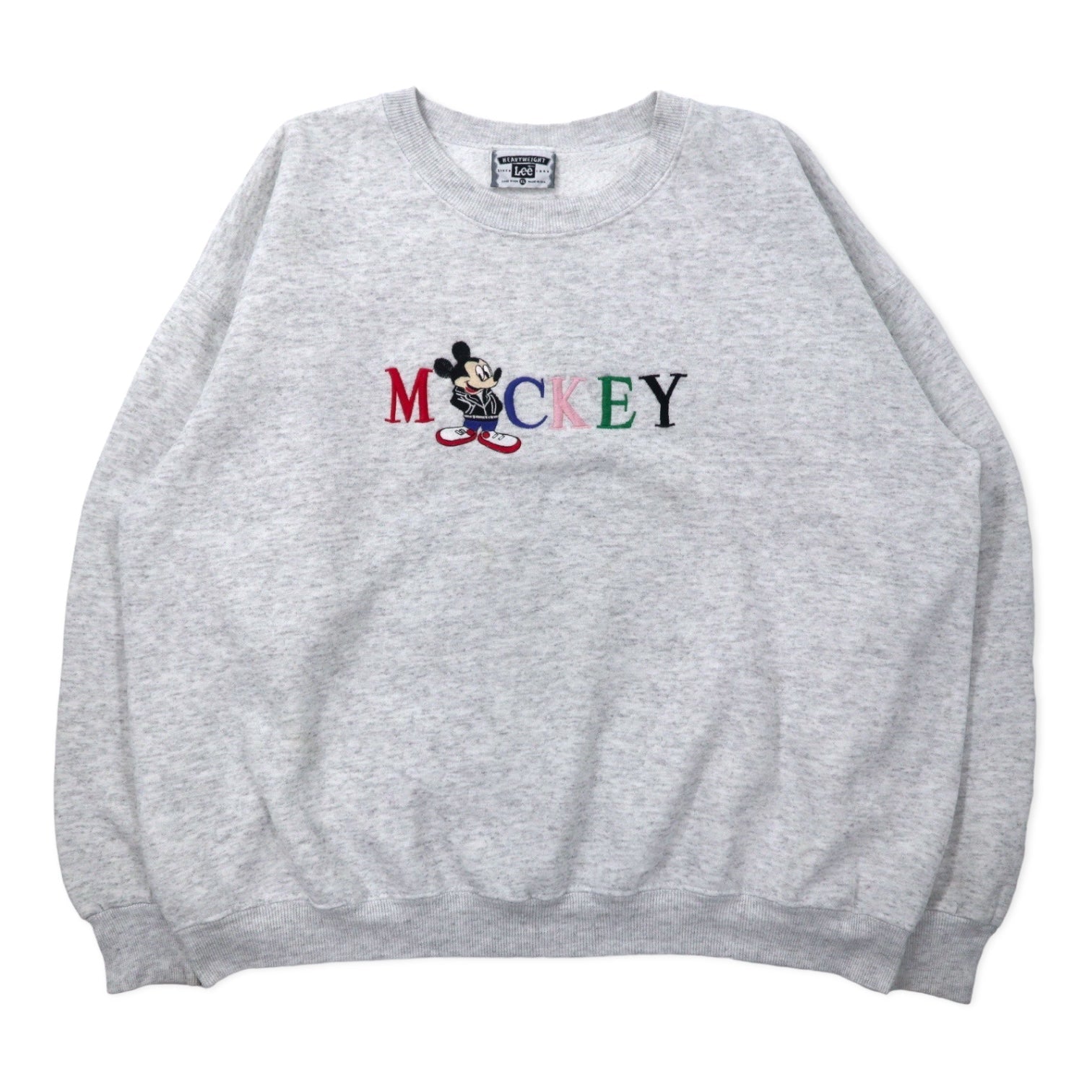 Felpa Lee USA anni '90, ricamo personaggio, XL, grigio, cotone, Disney Topolino