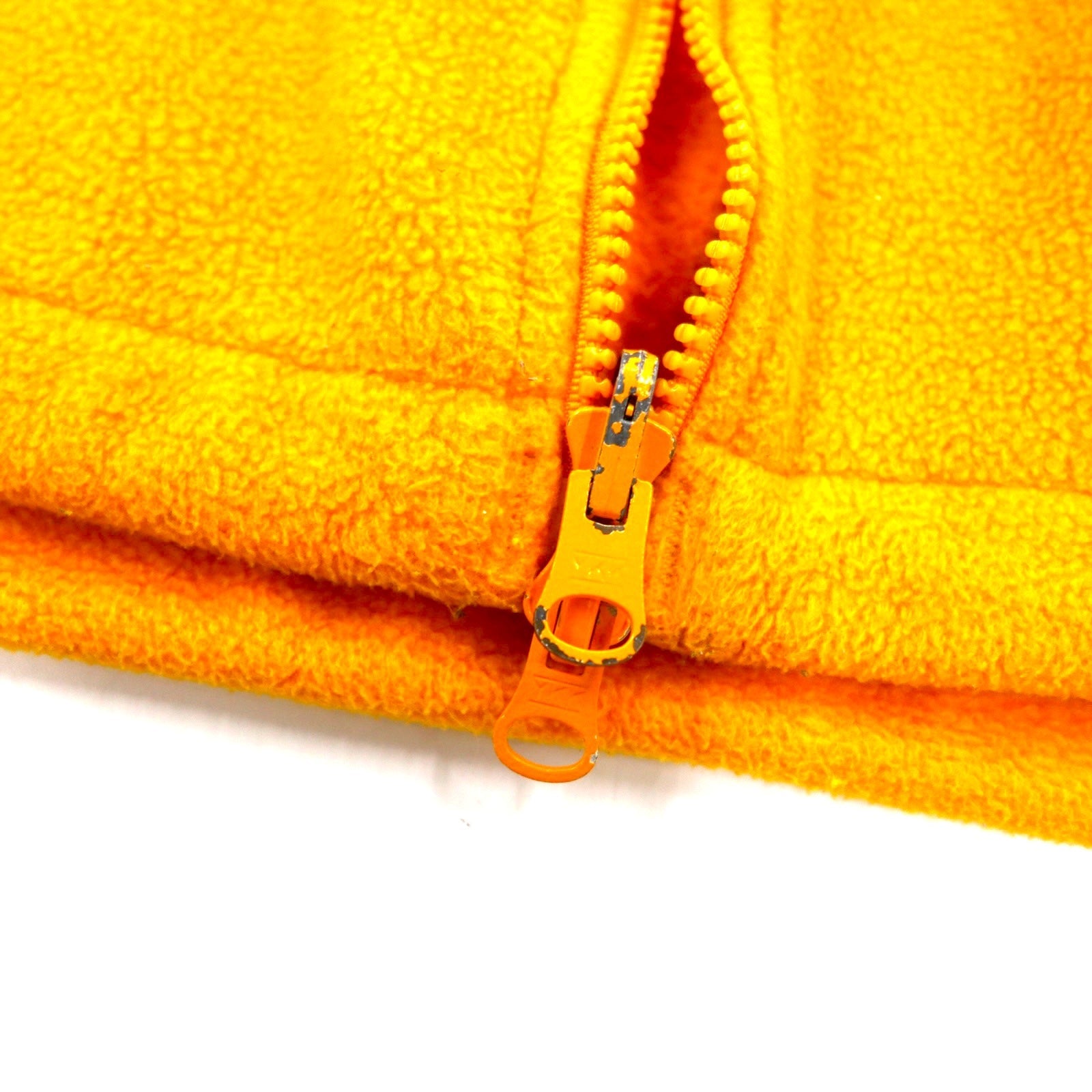 Columbia anni '90, gilet in pile con cerniera intera e inserti in nylon, taglia XL, giallo, poliestere, TITANIUM, logo ricamato, doppia cerniera