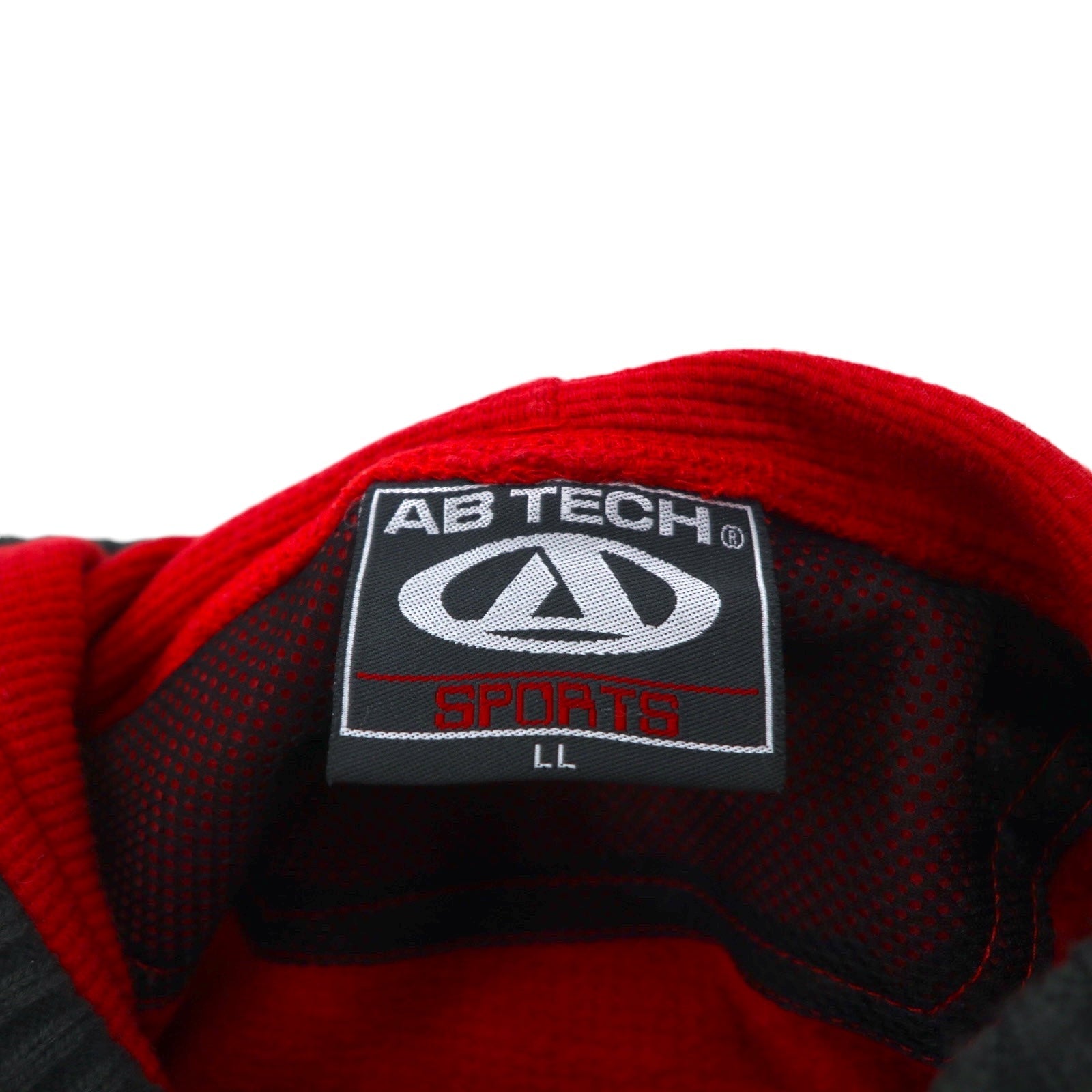 Anni '90 AB TECH SPORTS felpa con cappuccio waffle XL rossa ricamata graffiti streetwear oversize