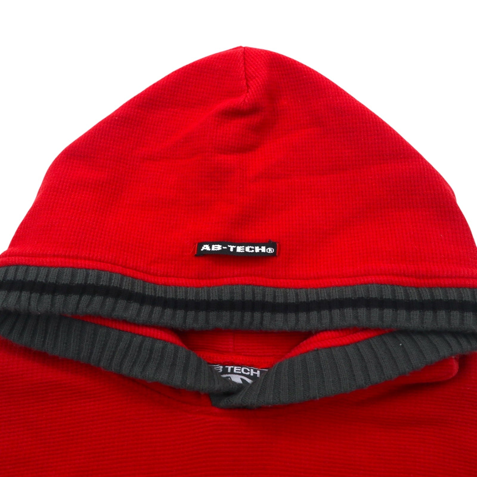 Anni '90 AB TECH SPORTS felpa con cappuccio waffle XL rossa ricamata graffiti streetwear oversize