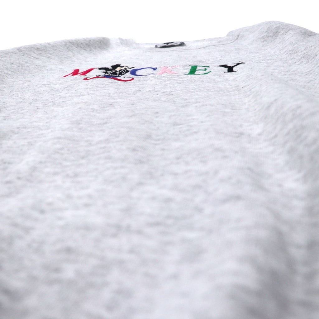 Felpa Lee USA anni '90, ricamo personaggio, XL, grigio, cotone, Disney Topolino