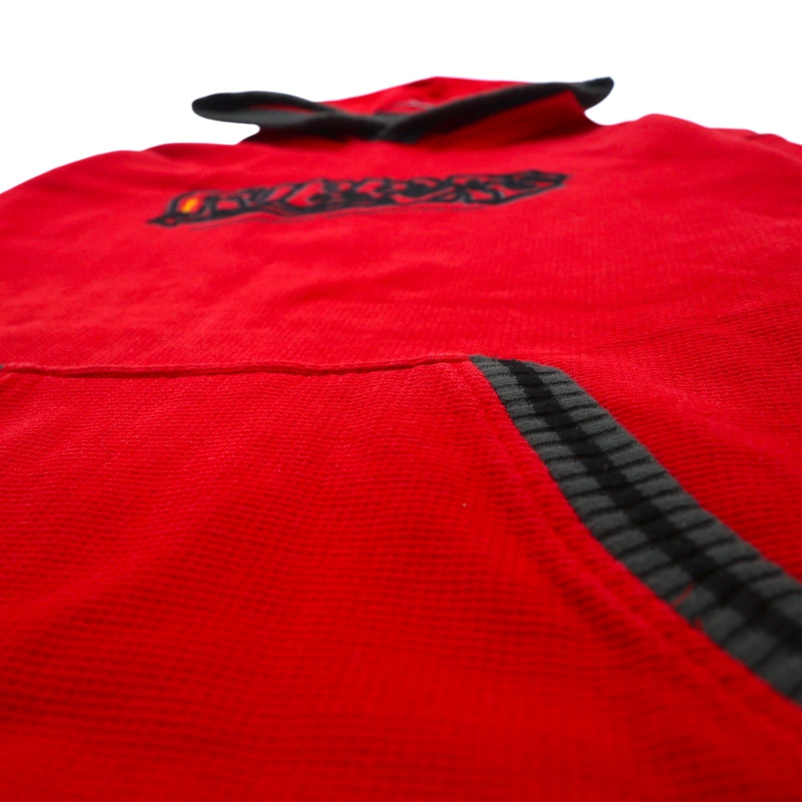 Anni '90 AB TECH SPORTS felpa con cappuccio waffle XL rossa ricamata graffiti streetwear oversize