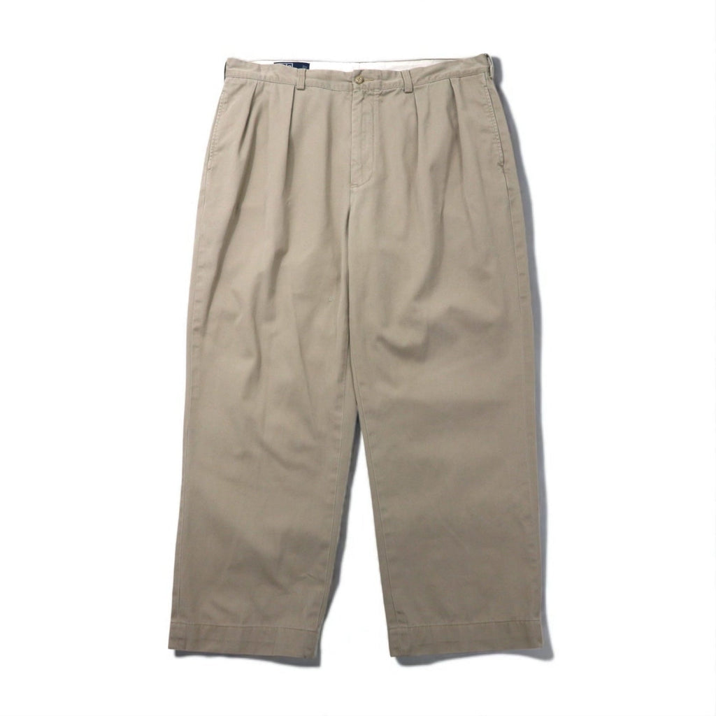 Polo by Ralph Lauren 90年代 ポロチノ ANDREW PANT 2タック ワイド チノパンツ L ベージュ