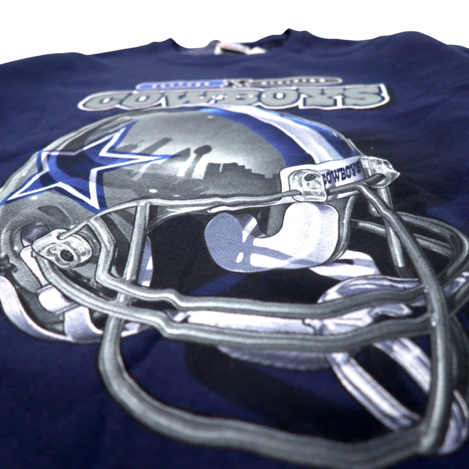 Felpa NFL PRO PLAYER anni '90, stampa football, taglia L, blu navy, cotone felpato, DALLAS COWBOYS, Made in Mexico, nuovo con etichette