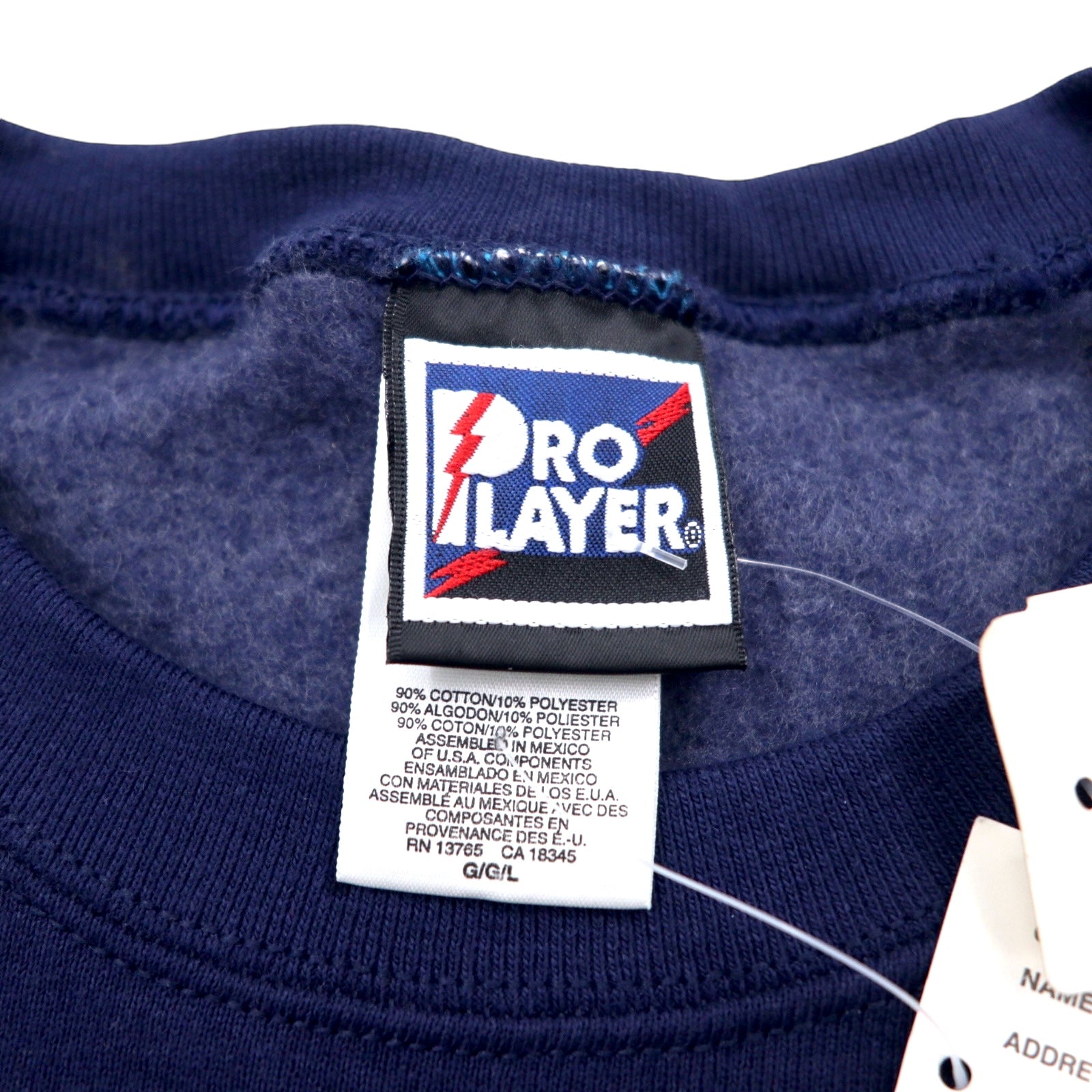 Felpa NFL PRO PLAYER anni '90, stampa football, taglia L, blu navy, cotone felpato, DALLAS COWBOYS, Made in Mexico, nuovo con etichette
