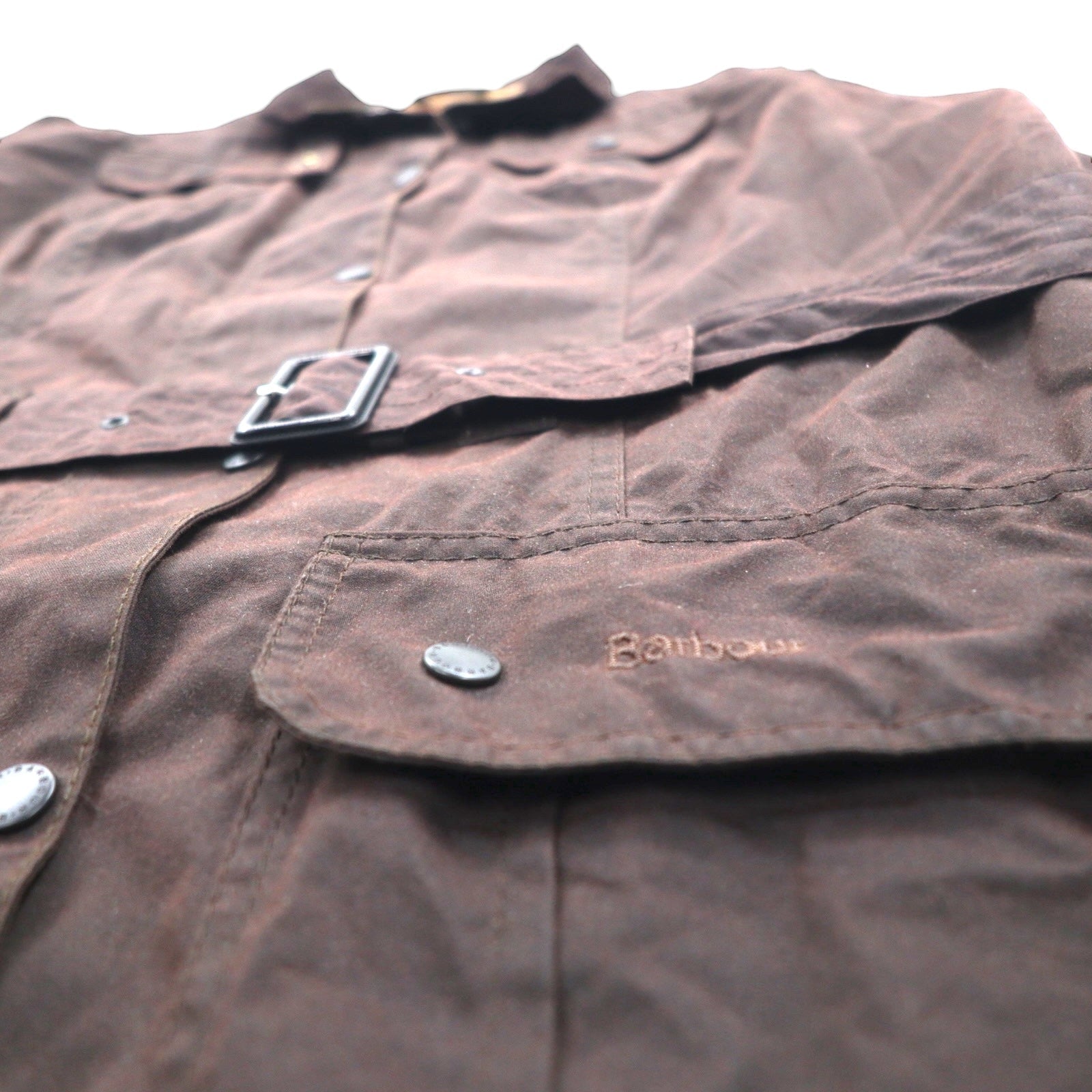 Barbour イギリス製 Utility Mac ユーティリティマック オイルドジャケット XL ブラウン 襟コーデュロイ ベルト付き L1502
