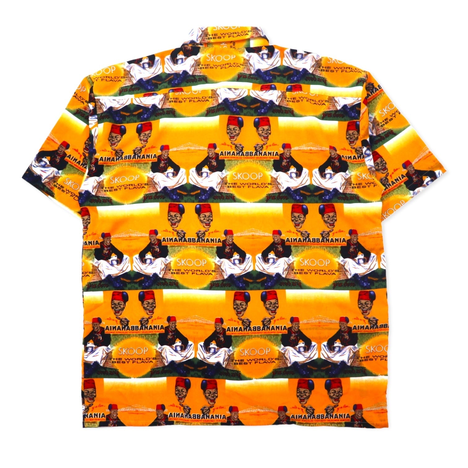 Camicia SKOOPS WORLDWIDE anni '90, grafica all-over, stile hawaiano, XXL, gialla, in poliestere, taglia grande