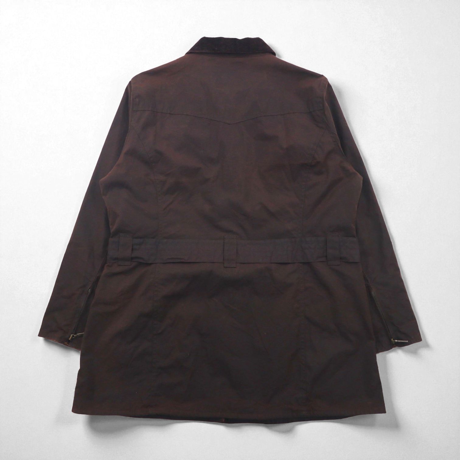 Barbour イギリス製 Utility Mac ユーティリティマック オイルドジャケット XL ブラウン 襟コーデュロイ ベルト付き L1502