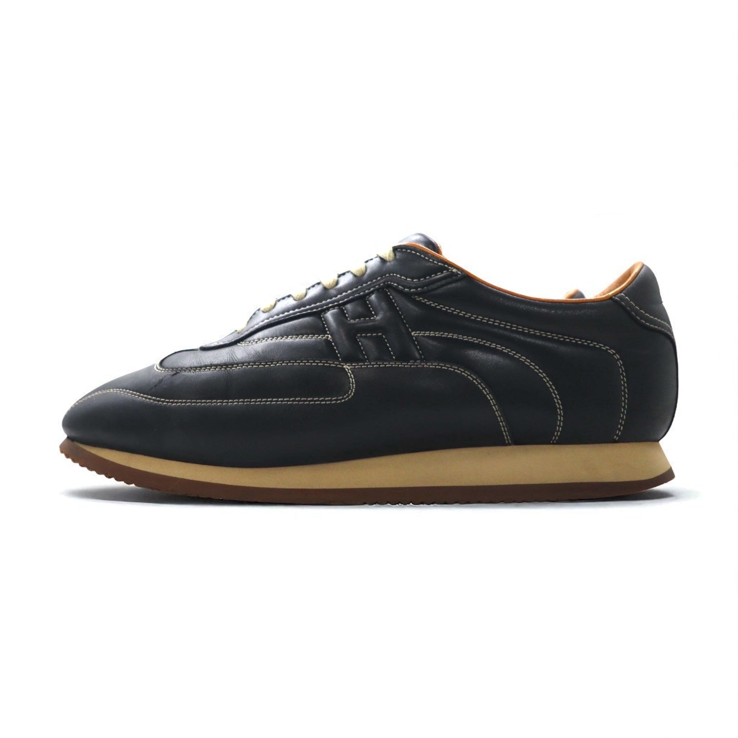 HERMES Quick Sneaker con logo H 26cm in pelle nera, made in Italy