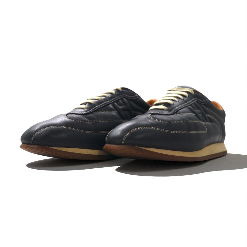 HERMES Quick Sneaker con logo H 26cm in pelle nera, made in Italy