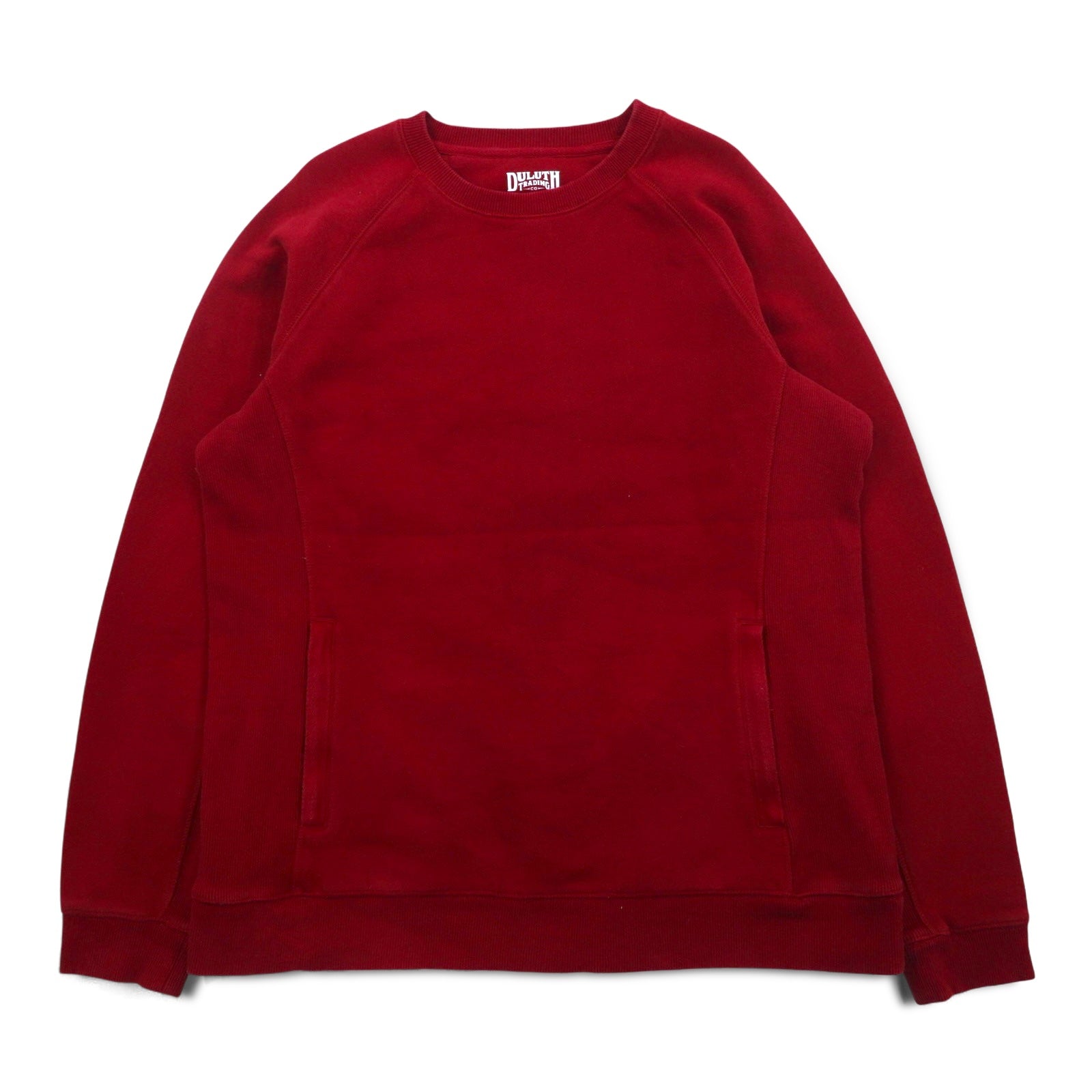 DULUTH TRADING CO Reverse Weave felpa L rossa peso pesante interno felpato tasche laterali