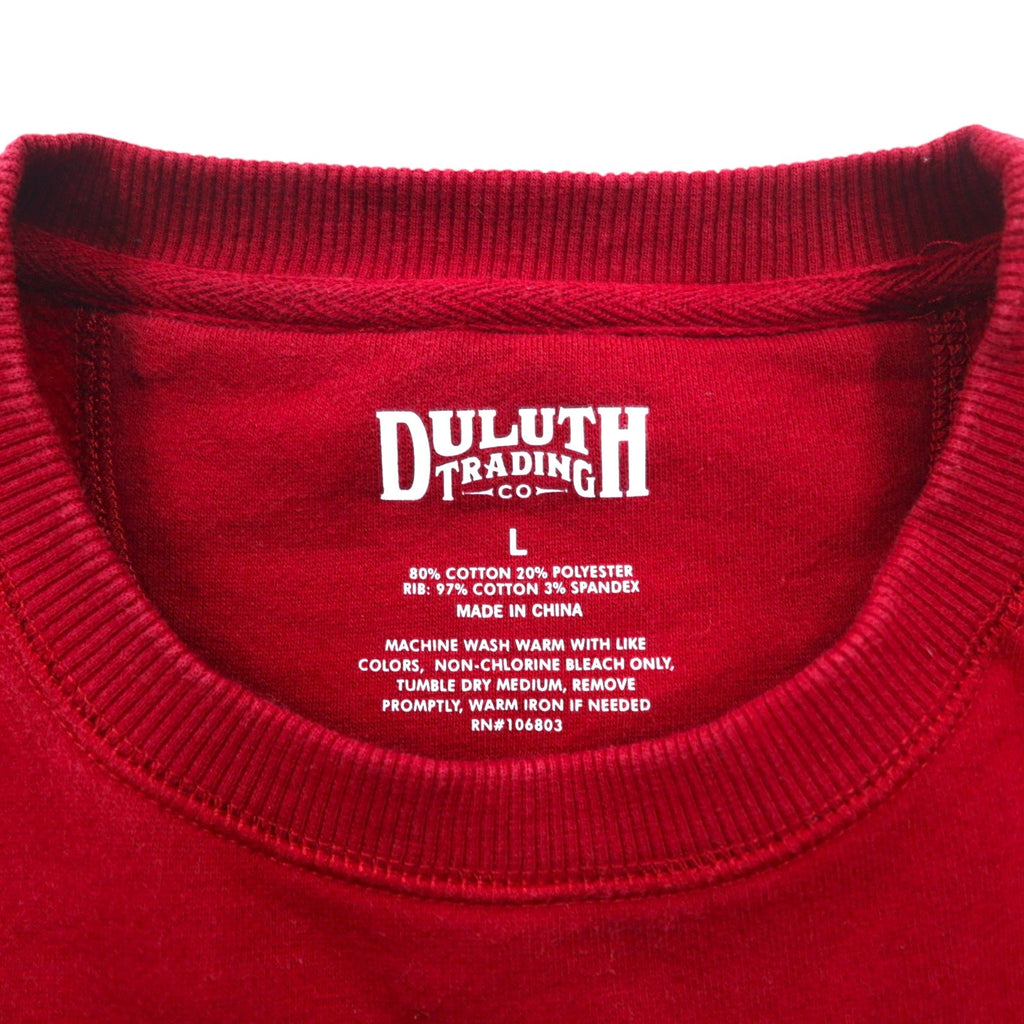 DULUTH TRADING CO Reverse Weave felpa L rossa peso pesante interno felpato tasche laterali