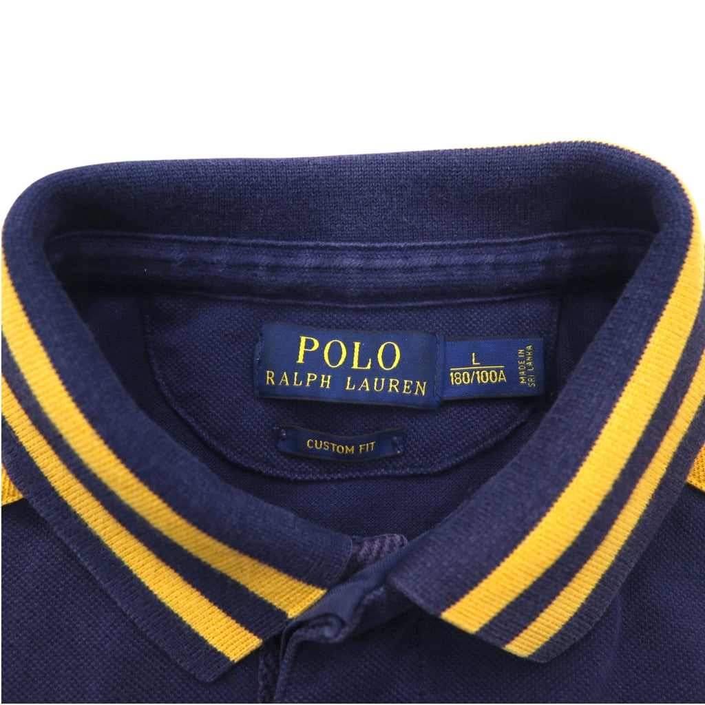 POLO RALPH LAUREN Polo L blu navy cotone piqué toppa numerazione
