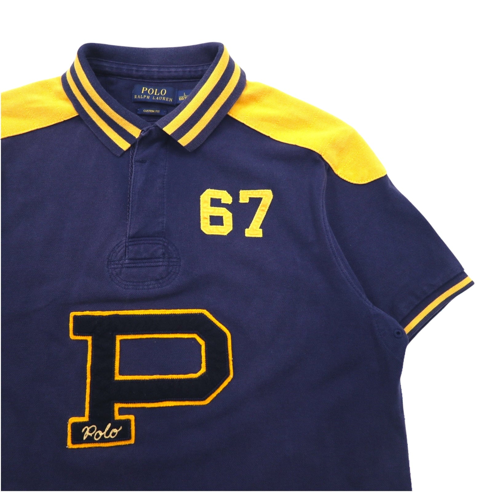 POLO RALPH LAUREN Polo L blu navy cotone piqué toppa numerazione