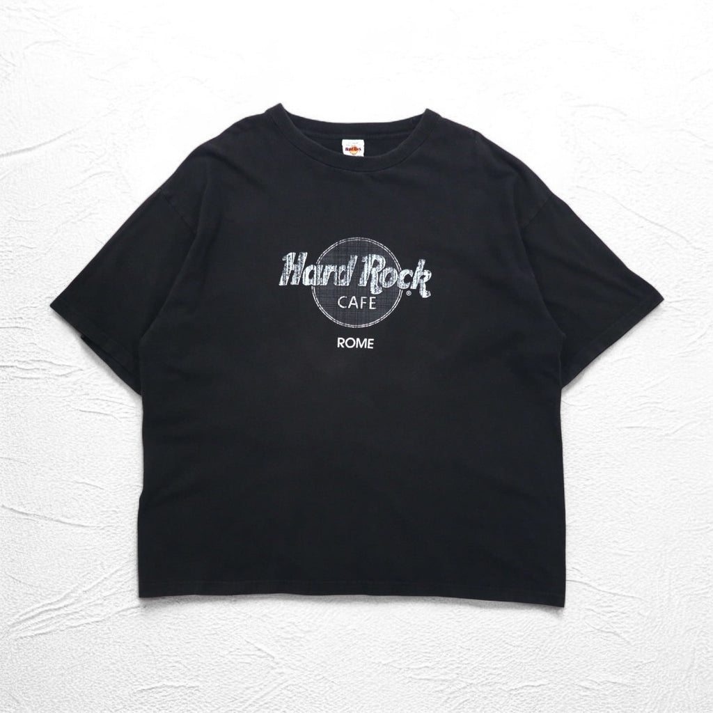 Hard Rock CAFE anni '90 Stampa T-shirt 2XL Nera Cotone Oversize ROME