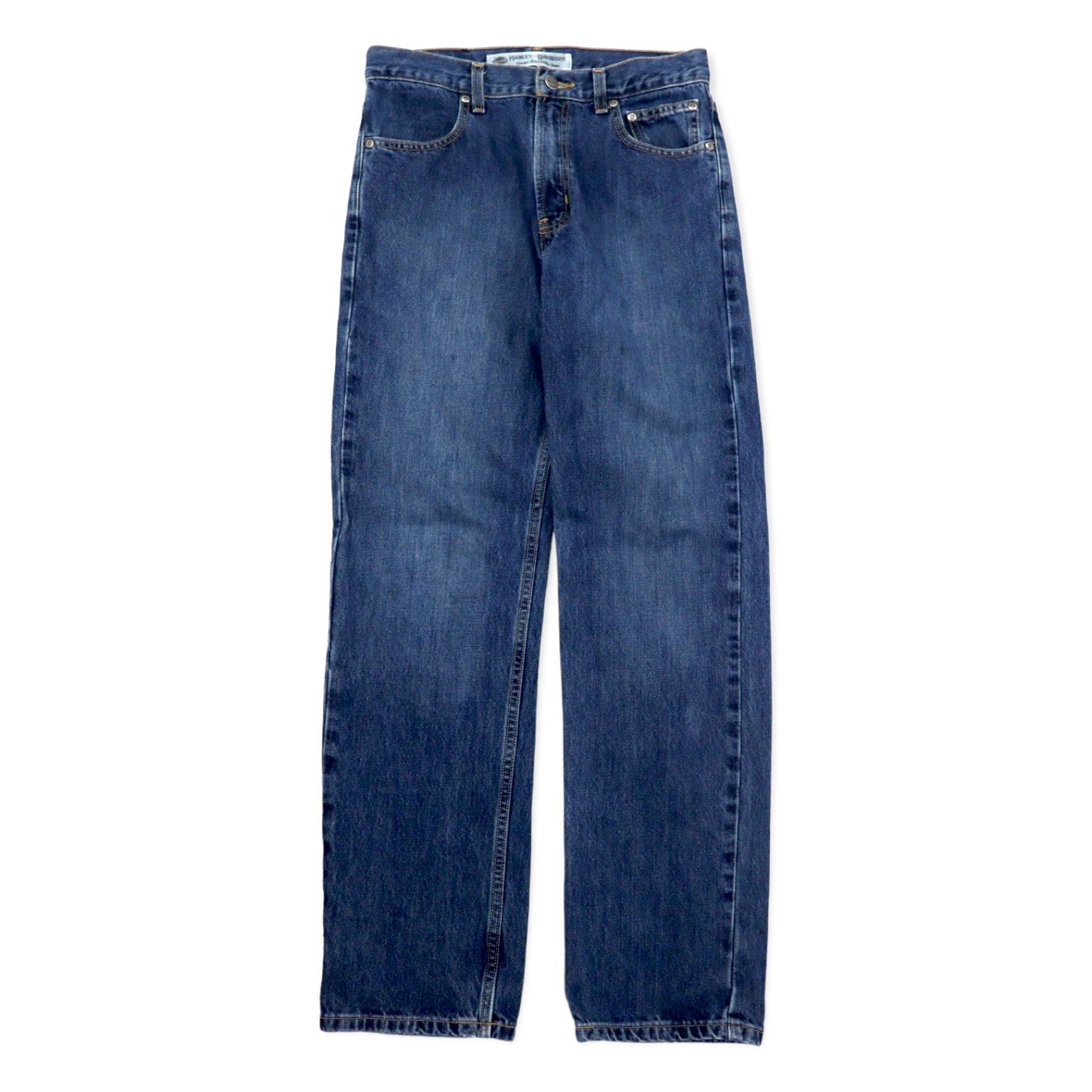 HARLEY DAVIDSON Pantaloni in denim 30 blu cotone cerniera sulla patta toppa in pelle Made in Messico