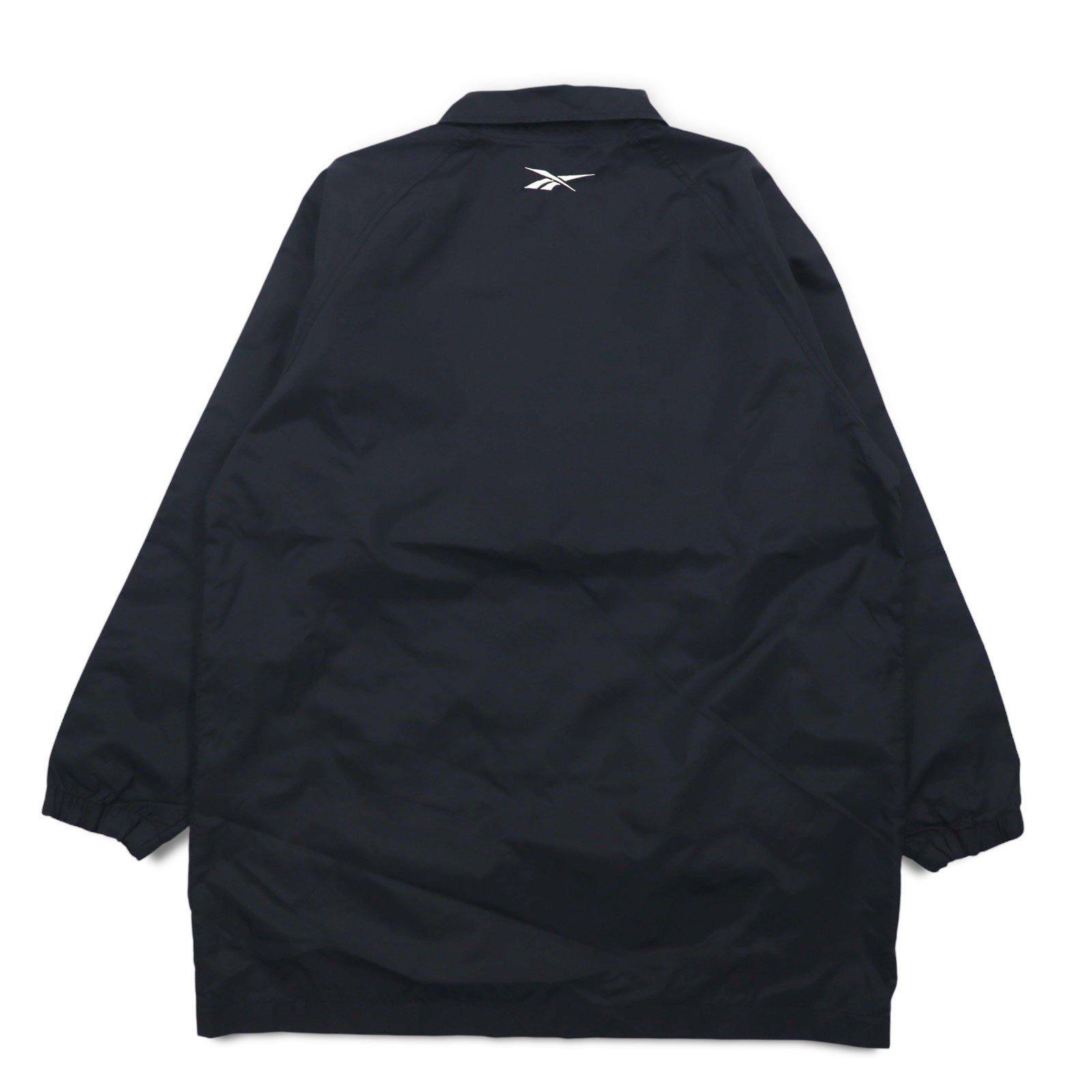 Reebok 90年代 フルジップ コーチジャケット L ブラック ロゴテープ サイドライン メッシュライナー