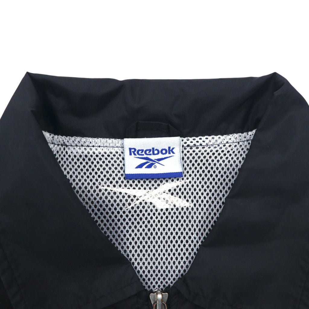 Reebok 90年代 フルジップ コーチジャケット L ブラック ロゴテープ サイドライン メッシュライナー