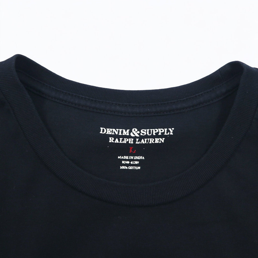 DENIM & SUPPLY RALPH LAUREN T-shirt con logo bandiera americana L Nero Cotone