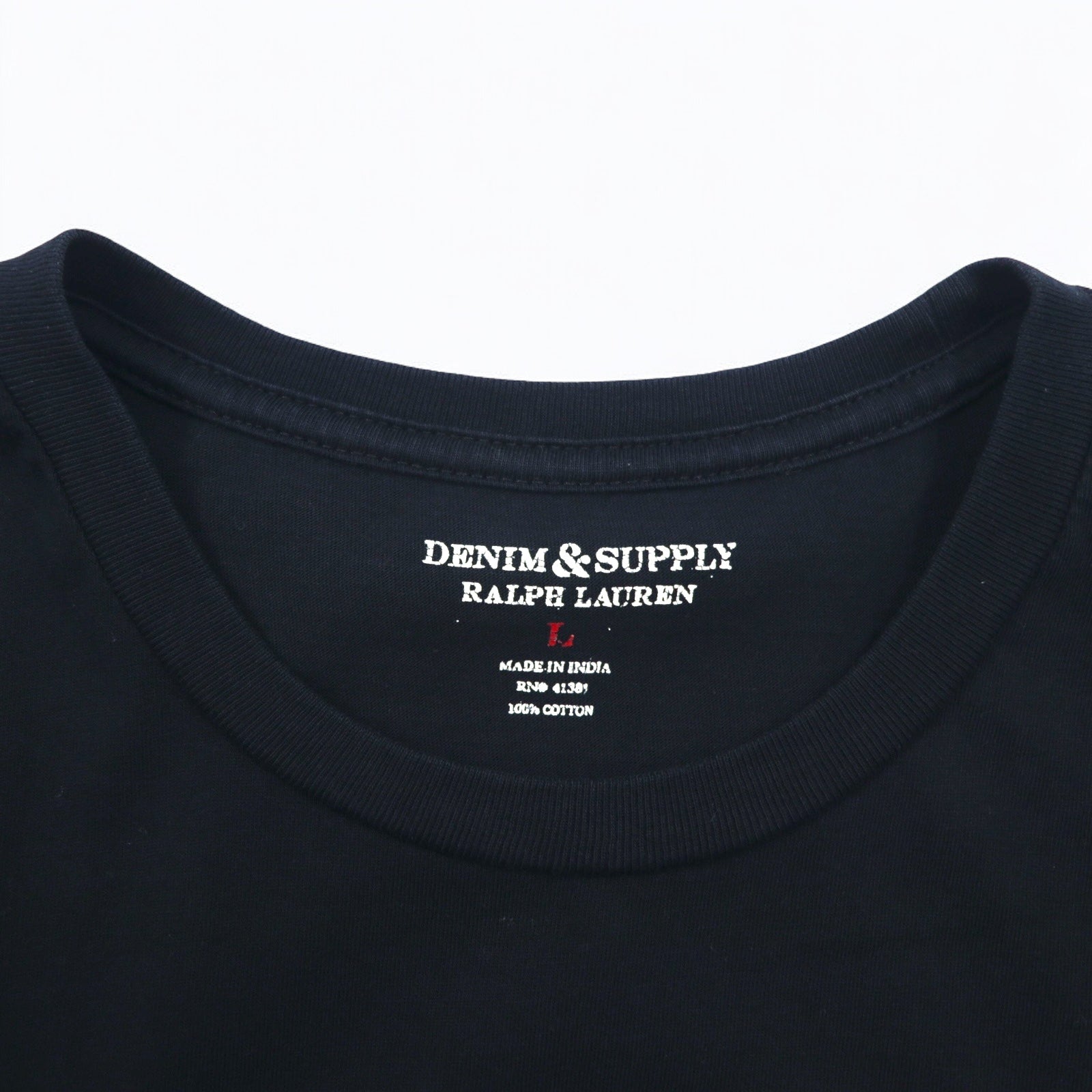 DENIM & SUPPLY RALPH LAUREN T-shirt con logo bandiera americana L Nero Cotone