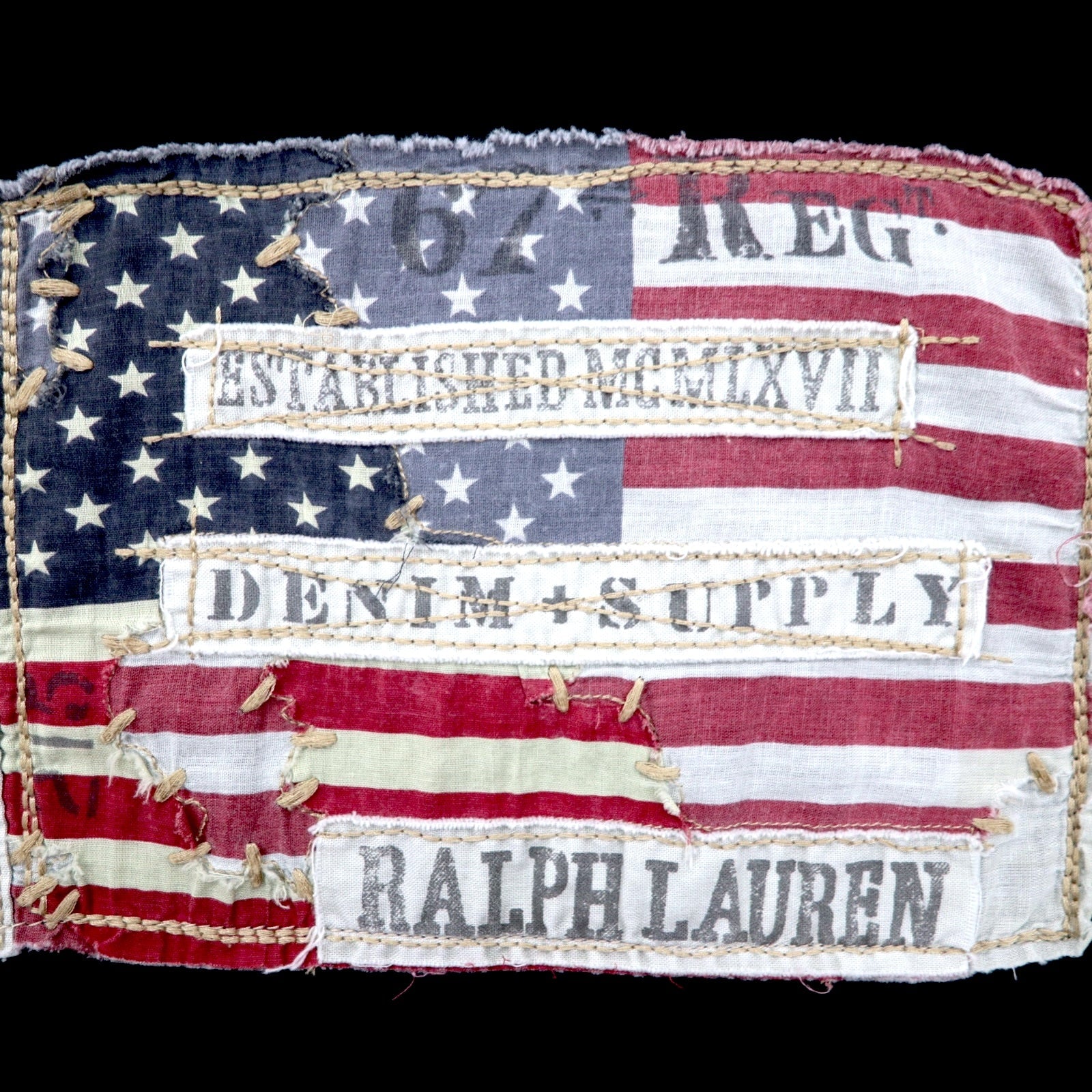 DENIM & SUPPLY RALPH LAUREN T-shirt con logo bandiera americana L Nero Cotone