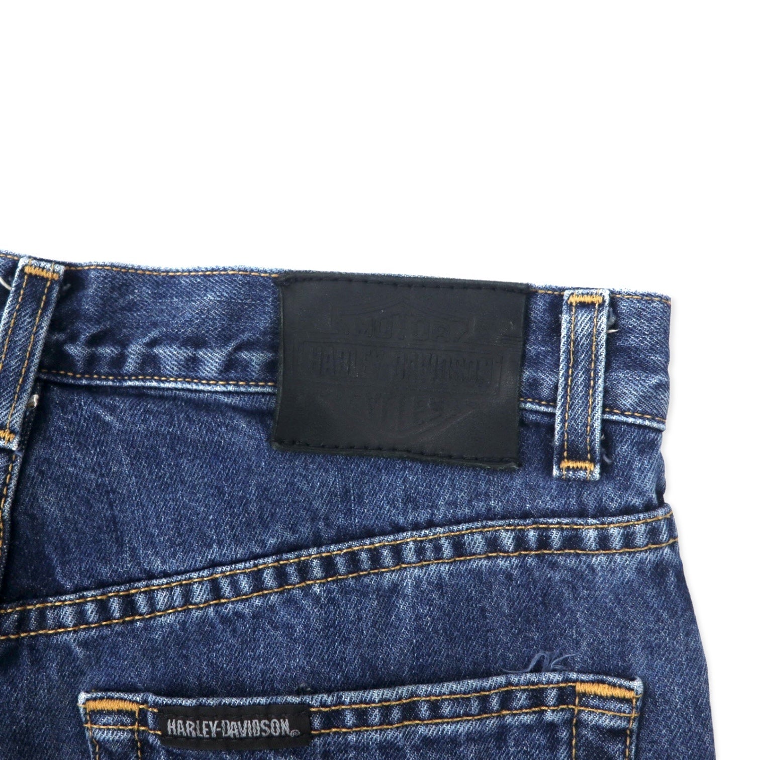 HARLEY DAVIDSON Pantaloni in denim 30 blu cotone cerniera sulla patta toppa in pelle Made in Messico