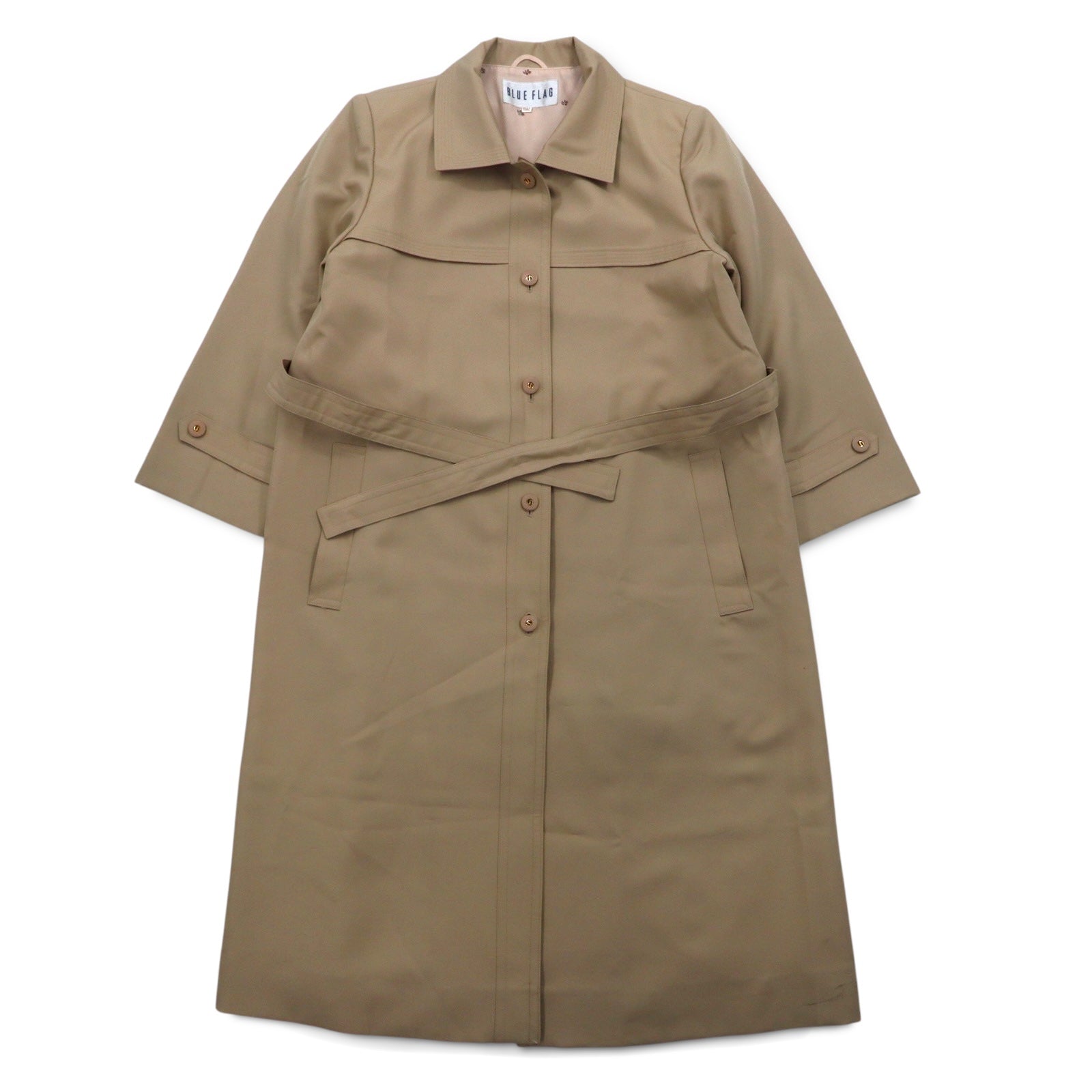 BLUE FLAG (SANYO) Trench classico L beige poliestere con cintura Prodotto in Giappone