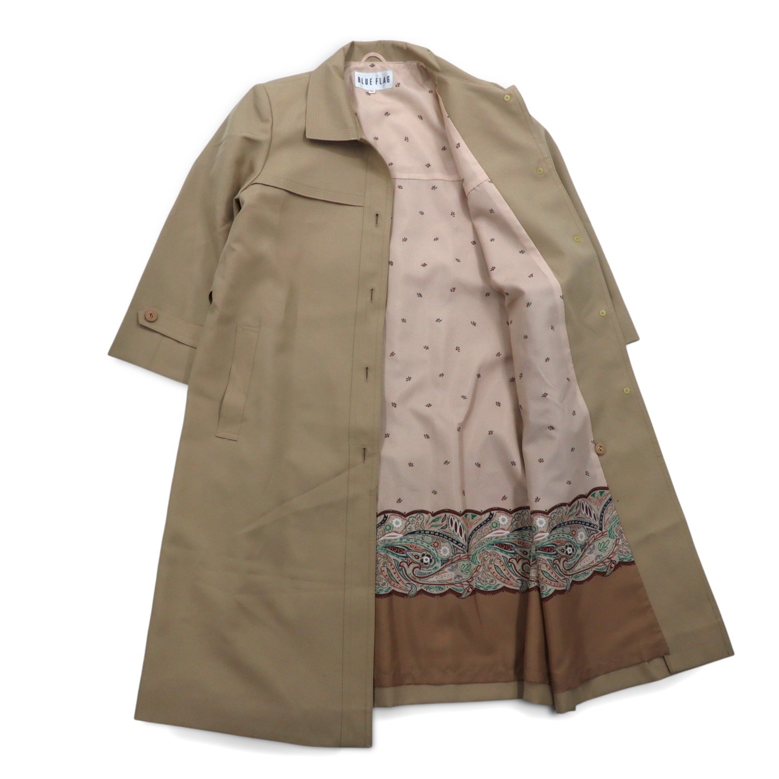 BLUE FLAG (SANYO) Trench classico L beige poliestere con cintura Prodotto in Giappone