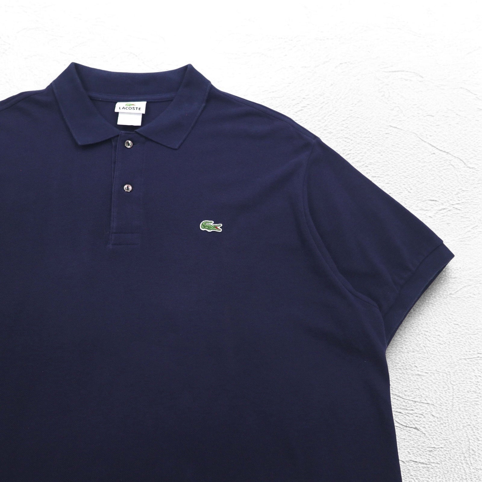 LACOSTE ポロシャツ 2XL ネイビー 鹿の子 ワンポイントロゴ フランスデザイン エルサルバドル製 FA8713