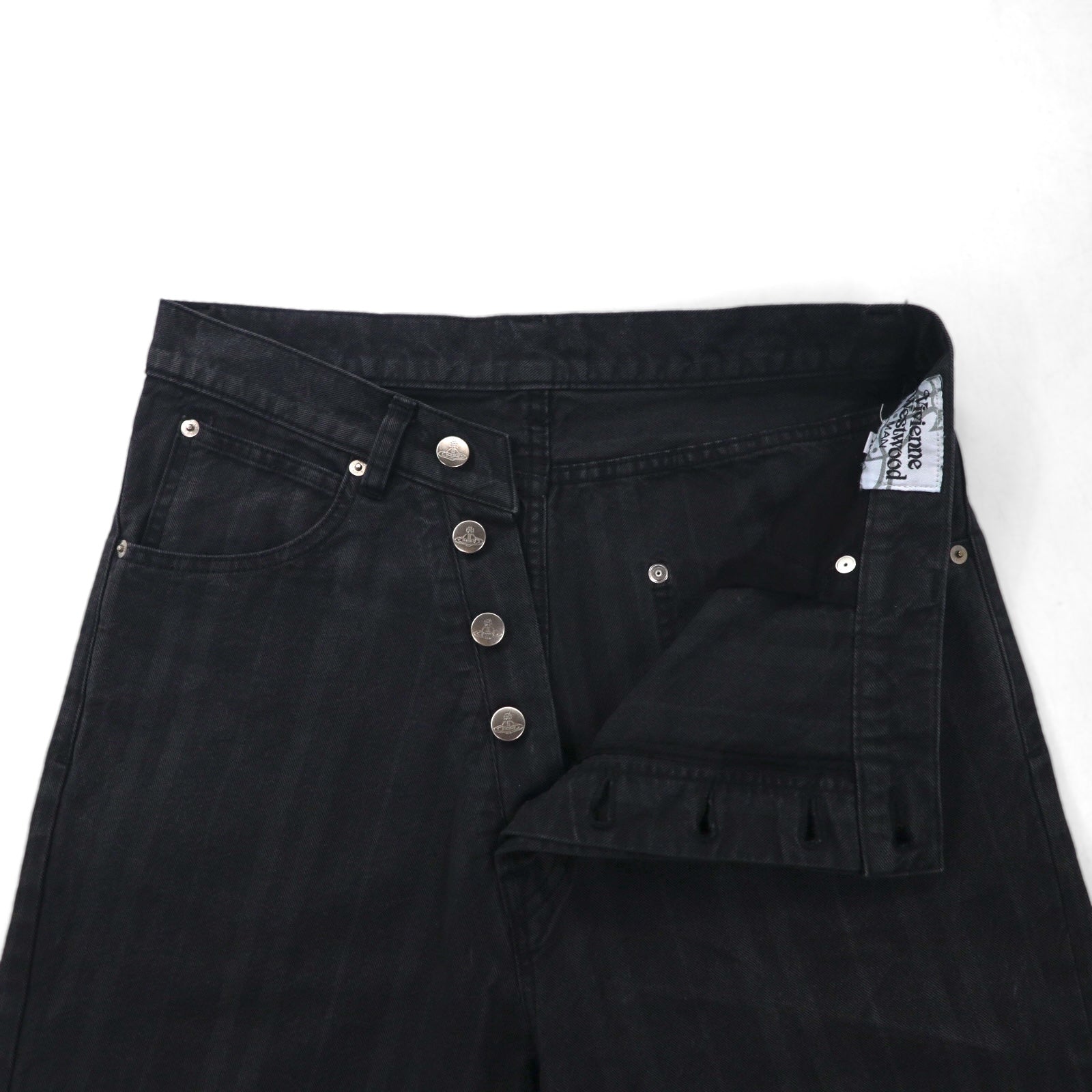 Vivienne Westwood MAN Pantaloni Sarouel in denim M Neri Jeans Cotone a righe