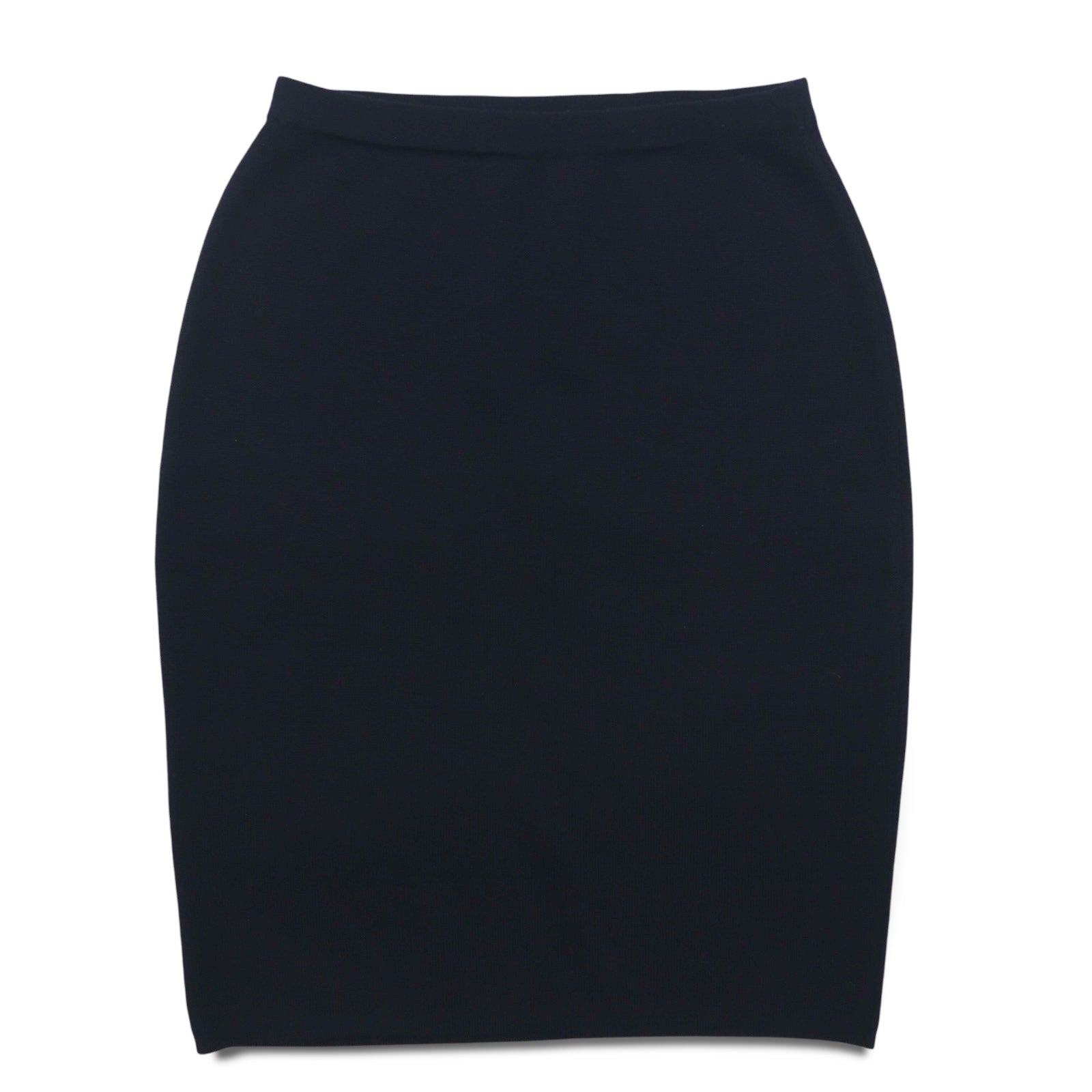 Salvatore Ferragamo Gonna in maglia in lana d'agnello vintage a bozzolo, taglia S, blu navy, made in Italy