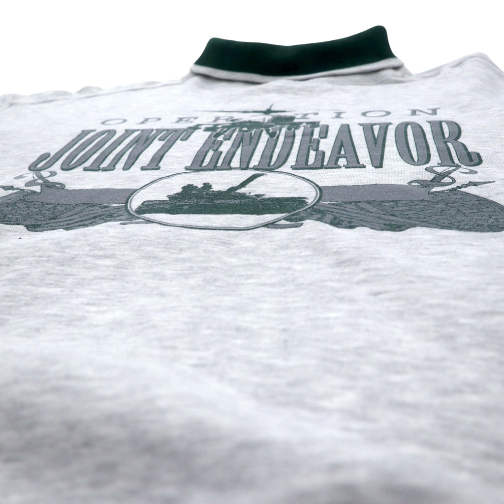 Anni '90 Felpa girocollo alta GEAR FOR SPORTS L Grigia Cotone Stampa Aereo da caccia JOINT ENDEAVOR