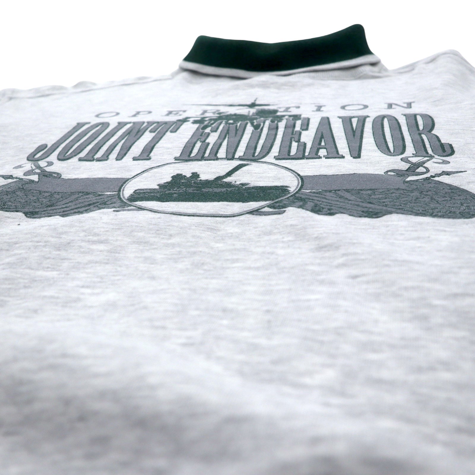 Anni '90 Felpa girocollo alta GEAR FOR SPORTS L Grigia Cotone Stampa Aereo da caccia JOINT ENDEAVOR