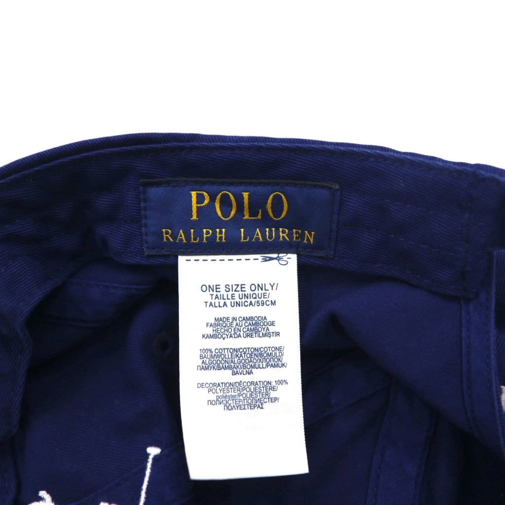 POLO RALPH LAUREN Big Pony - Berretto a 6 pannelli, taglia unica, con cinghia, blu navy, cotone