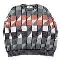 LONDON FOG anni '90, Made in USA, Maglione a maglia grossa con motivo integrale, taglia M, grigio, multicolore, in cotone, color block