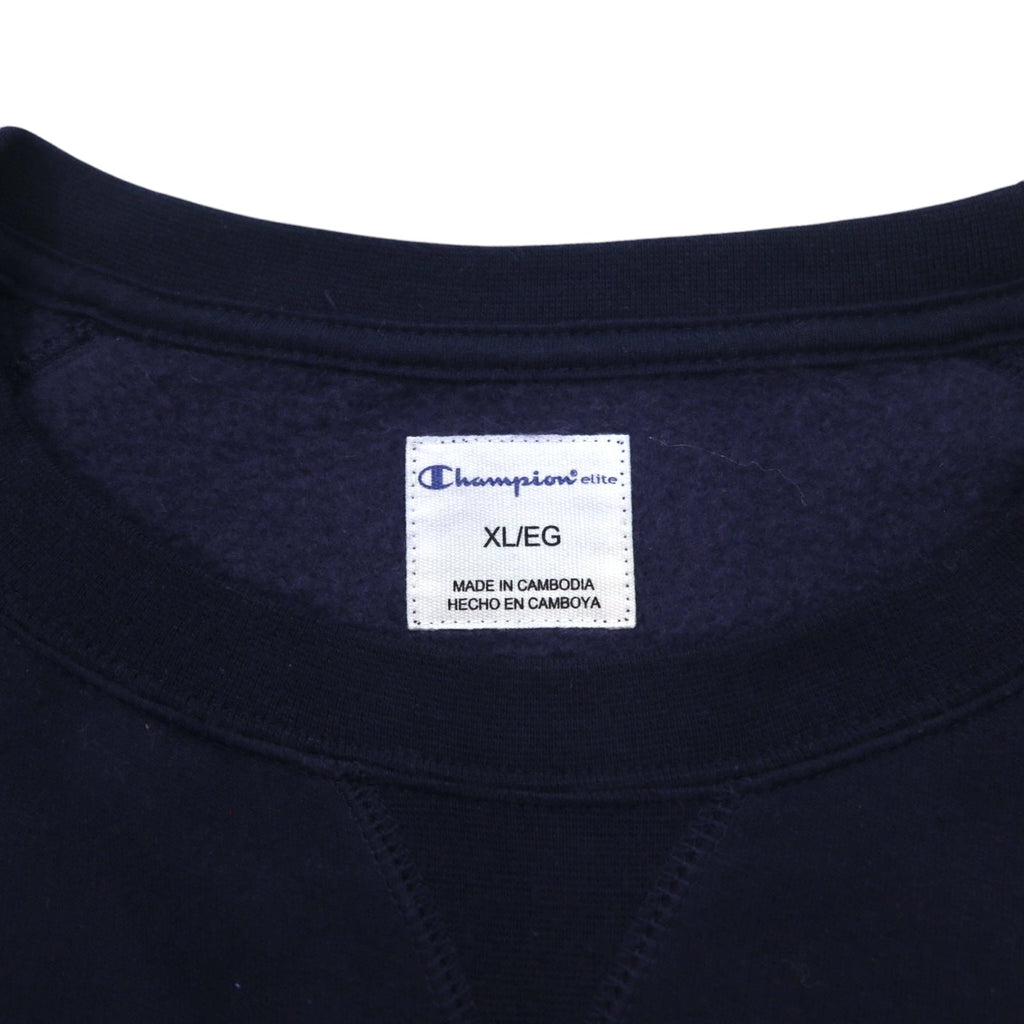 Champion elite 前V スウェット XL ネイビー コットン 裏起毛 スクリプトロゴ