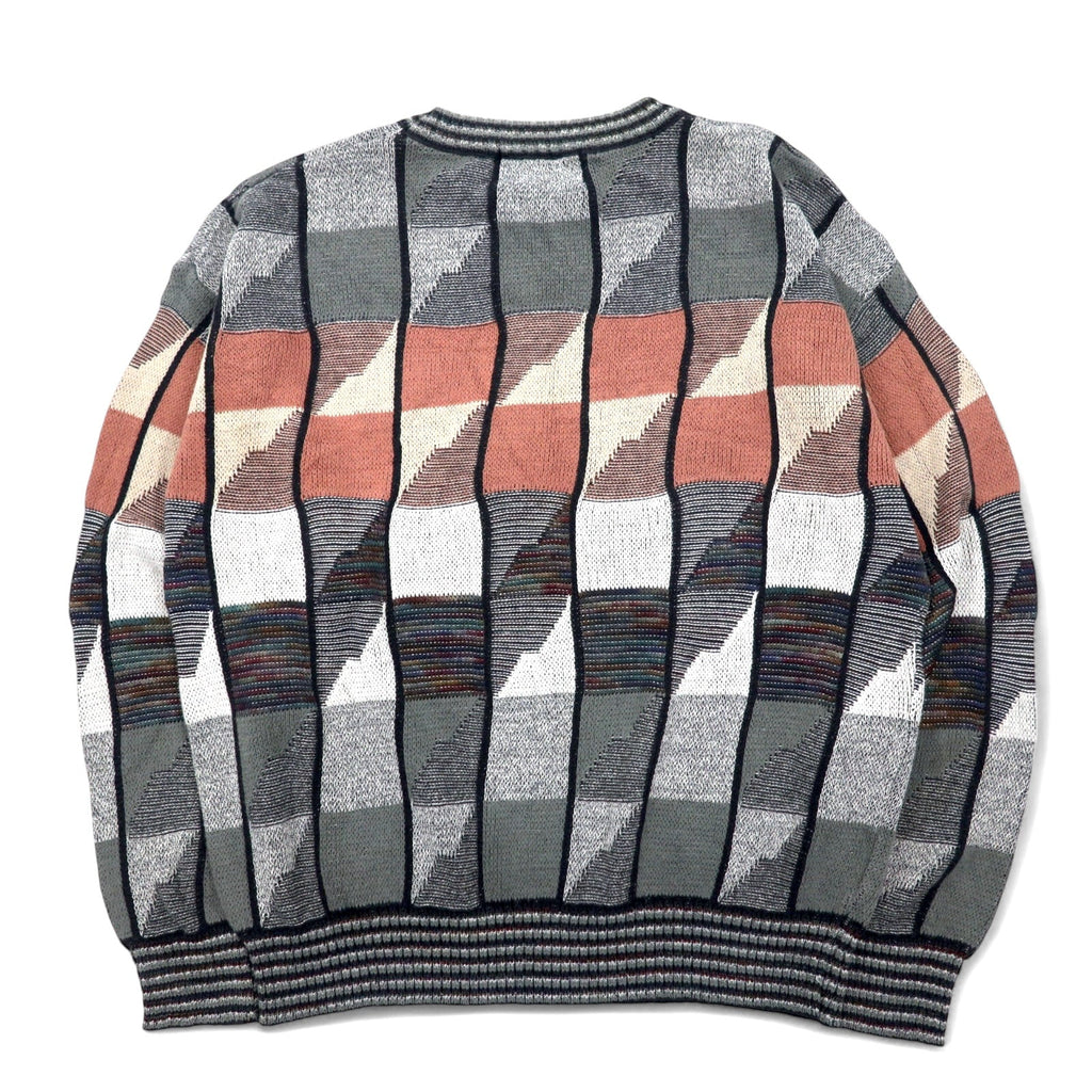 LONDON FOG anni '90, Made in USA, Maglione a maglia grossa con motivo integrale, taglia M, grigio, multicolore, in cotone, color block