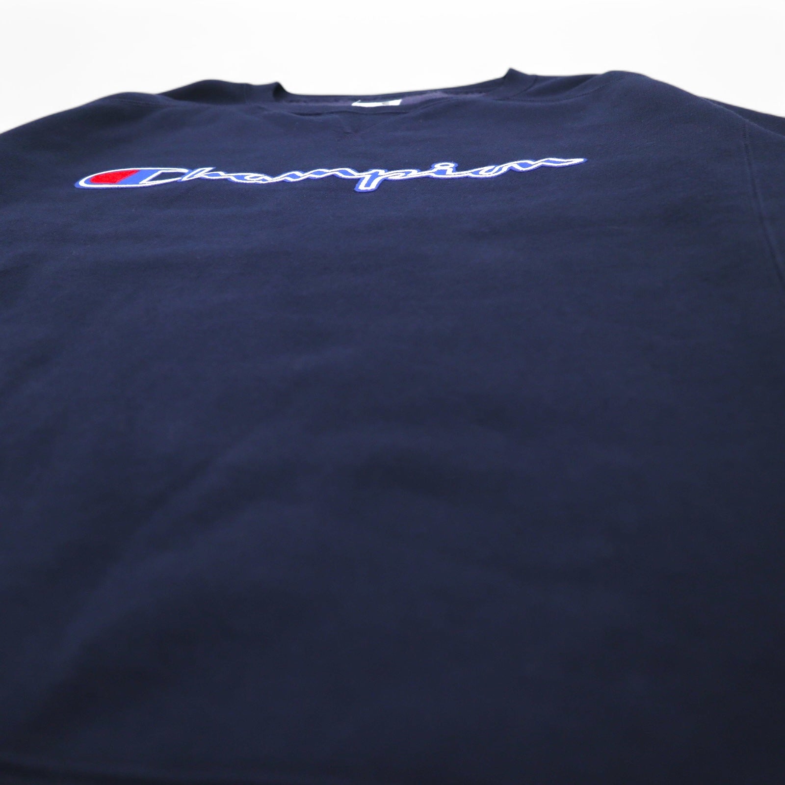 Champion elite felpa con scollo a V, XL, blu navy, cotone felpato, con logo script