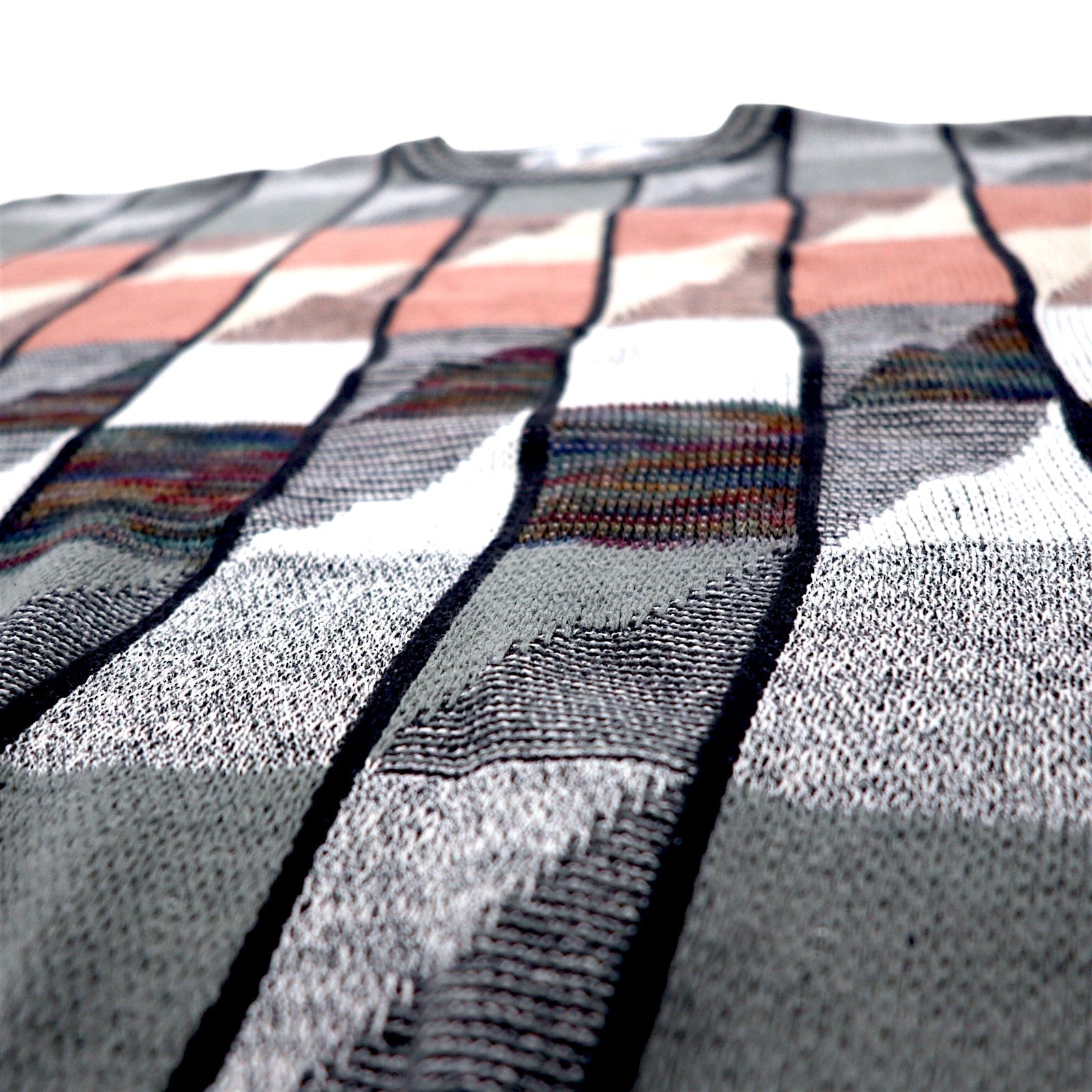 LONDON FOG anni '90, Made in USA, Maglione a maglia grossa con motivo integrale, taglia M, grigio, multicolore, in cotone, color block