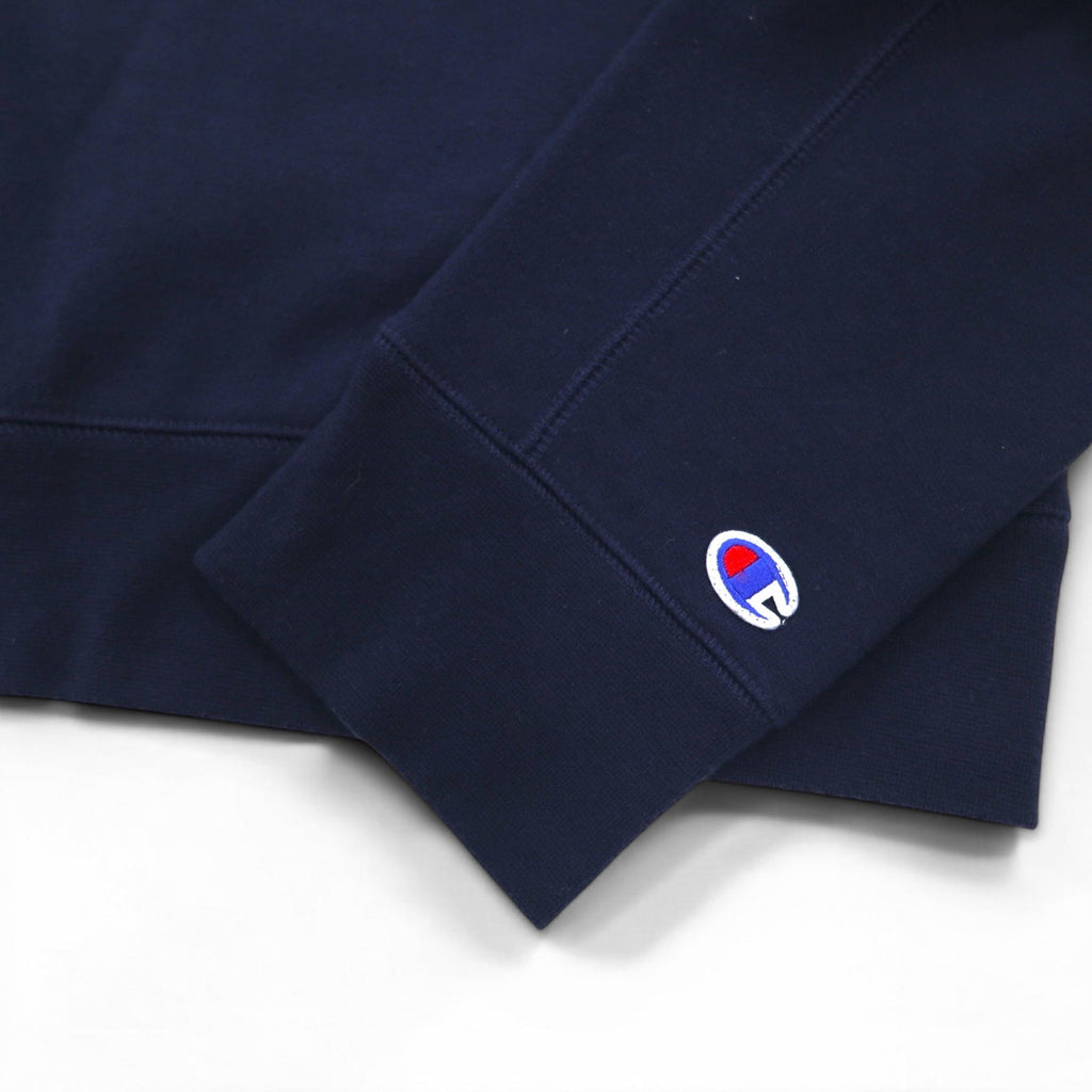 Champion elite 前V スウェット XL ネイビー コットン 裏起毛 スクリプトロゴ