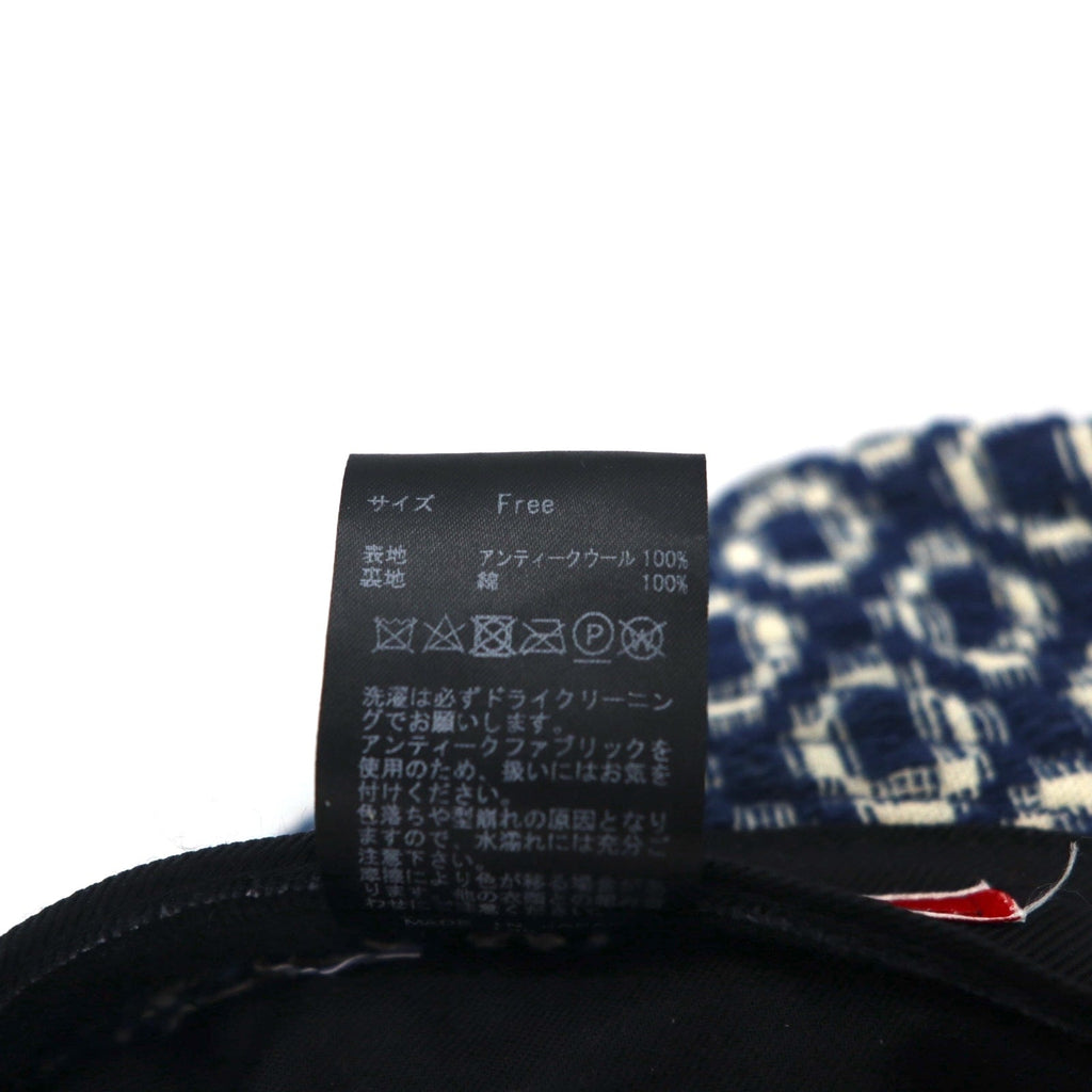 Leh アンティーク ファブリック バケットハット FREE ネイビー ジャガード 総柄