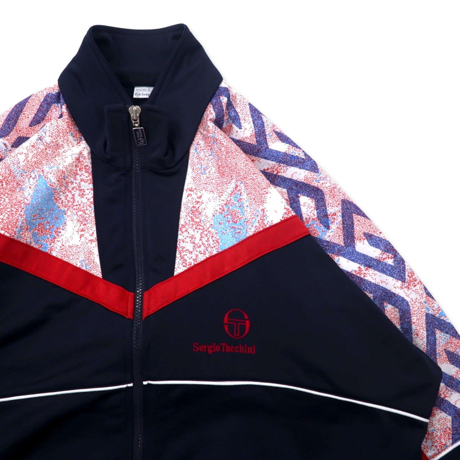 Sergio Tacchini Made in Italy Anni '90 Giacca da ginnastica Tuta sportiva 52 Blu navy Poliestere