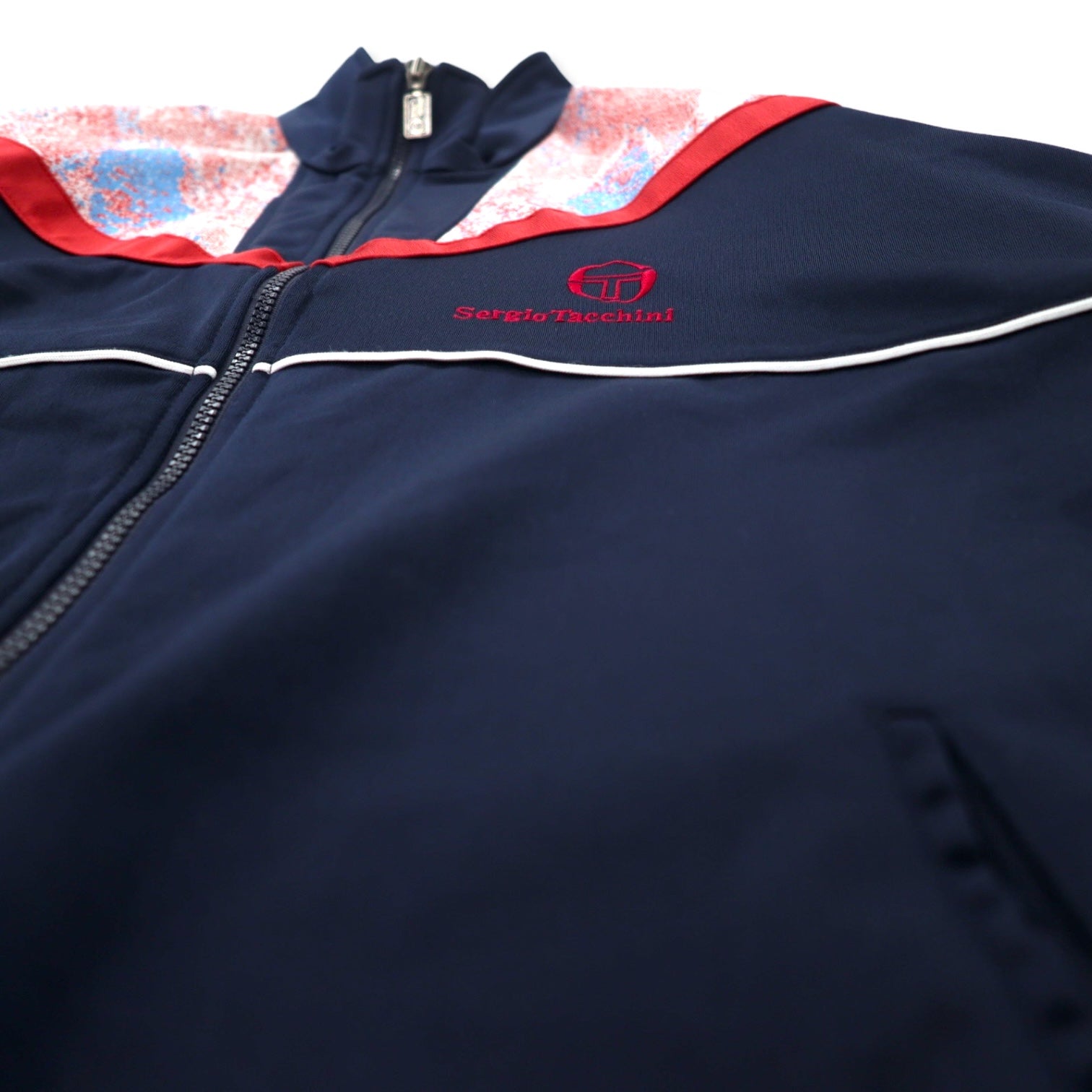 Sergio Tacchini Made in Italy Anni '90 Giacca da ginnastica Tuta sportiva 52 Blu navy Poliestere