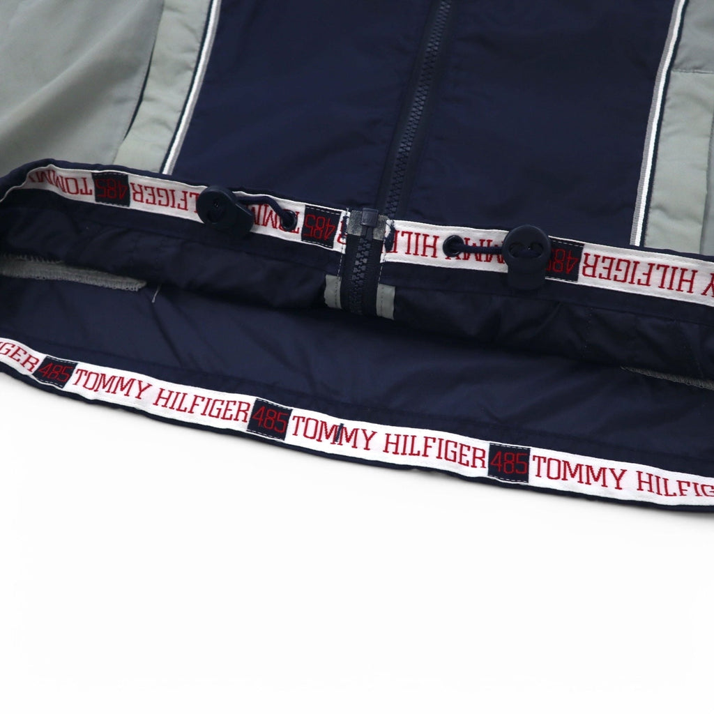 TOMMY HILFIGER 90年代 スタンドカラー ナイロンジャケット M ネイビー グレー リフレクター ライン